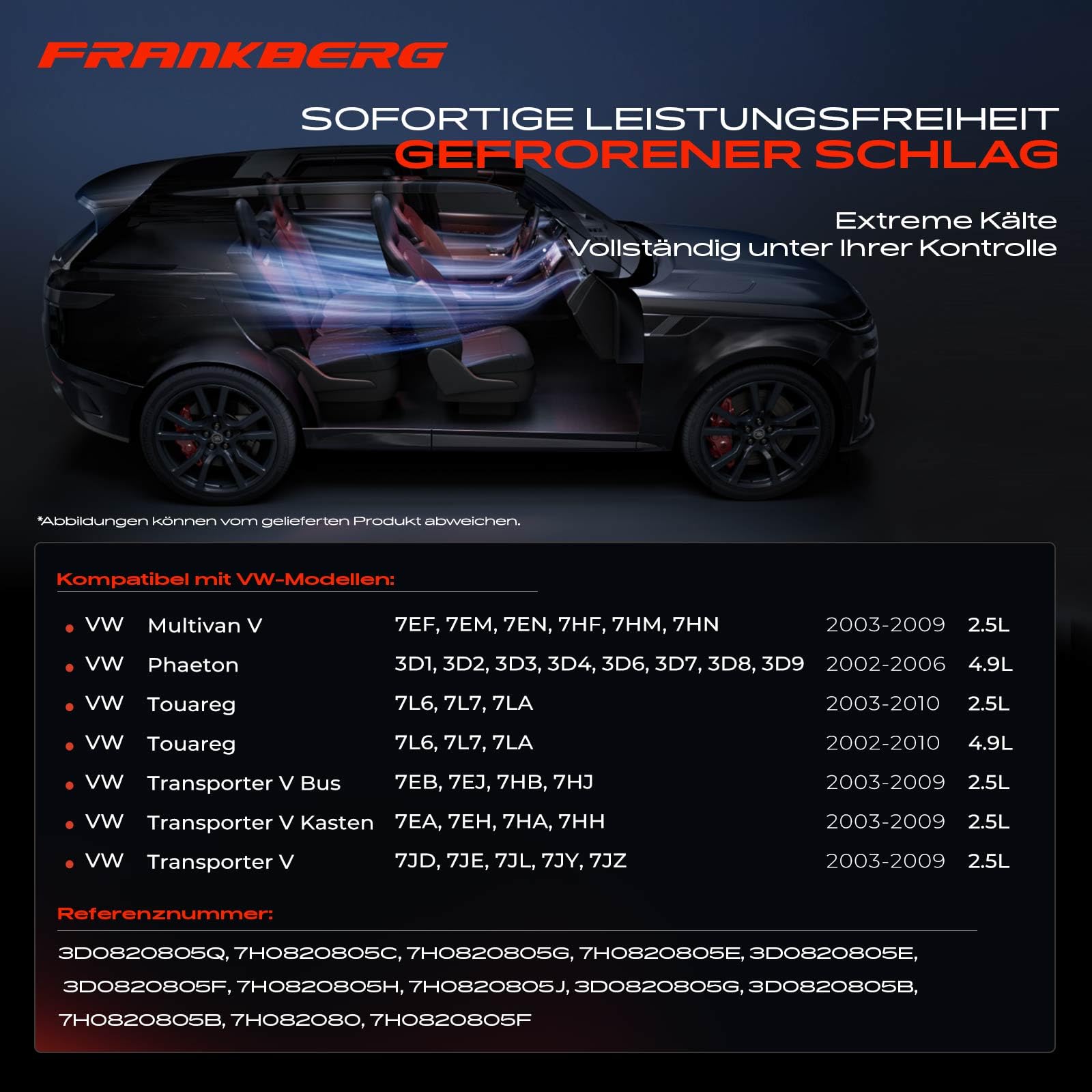 Frankberg Klimaanlagen Kompressor mit Kupplung Kompatibel mit California T5 Camper 7EC 7EF 7EG 7HC 7HF Multiva.n V 7EF 7EM 7EN 7HF 7HM 7HN Touare.g 7L6 7L7 7LA, inkl. Öl vorbereift