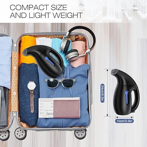 Miniatura 6 de Vaporizador de mano para ropa, 800 W, vaporizador portátil de ropa de viaje, tanque de agua de 7.4 fl oz, removedor de arrugas, plancha, mini