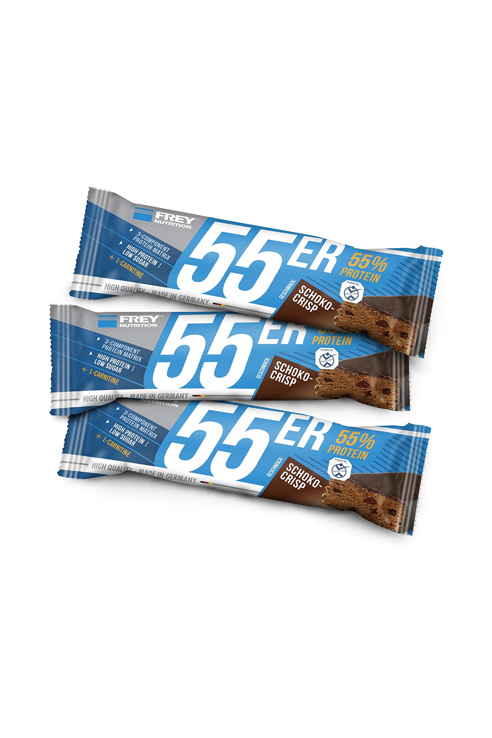 FREY Nutrition 55 barritas de proteínas, 20 barritas (20 x 50 g) (chocolate crujiente)