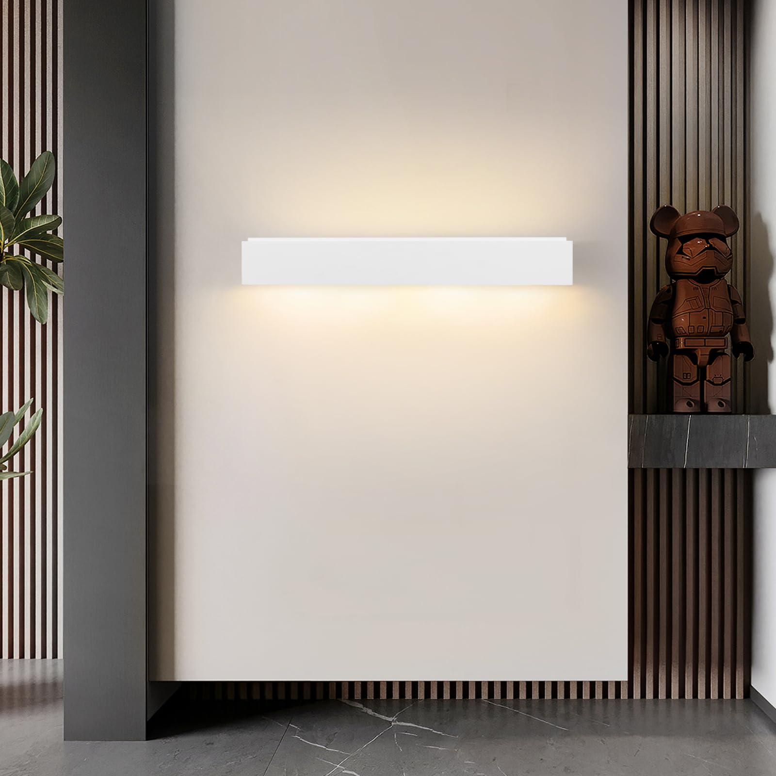 Homefire Wandleuchte Innen Wandlampe Flur - 2er Up and Down Wandleuchten | Modern Design G9 Flurlampe Weiß Gipsleuchte Wand Treppenhaus Lampe für Wohnzimmer Küche 52CM - Ohne Leuchtmittel