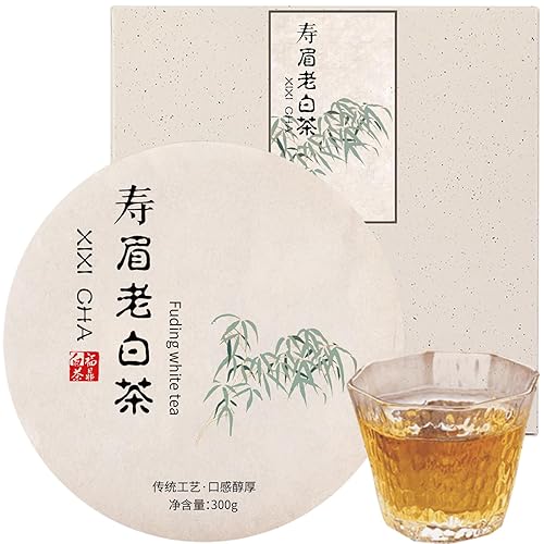 XIXICHA Shoumei Pastel de té blanco 300 g/10.6 oz té chino Fuding té blanco envejecido 2017 Old Shou Mei Tea Hermoso embalaje de regalo