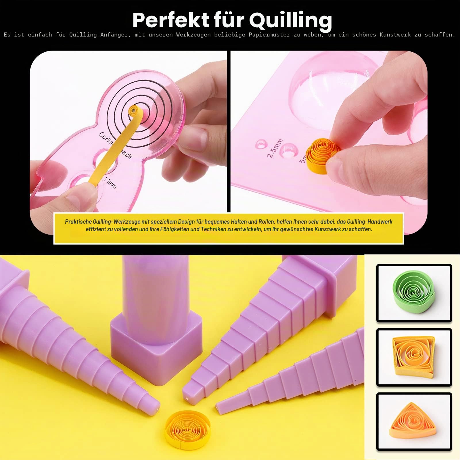 Mardatt 64-teiliges komplettes Papier-Quilling-Set, 45 Farben, 900 Streifen, notwendige Werkzeuge für Anfänger und Fortgeschrittene, DIY Handwerk Quilling Set