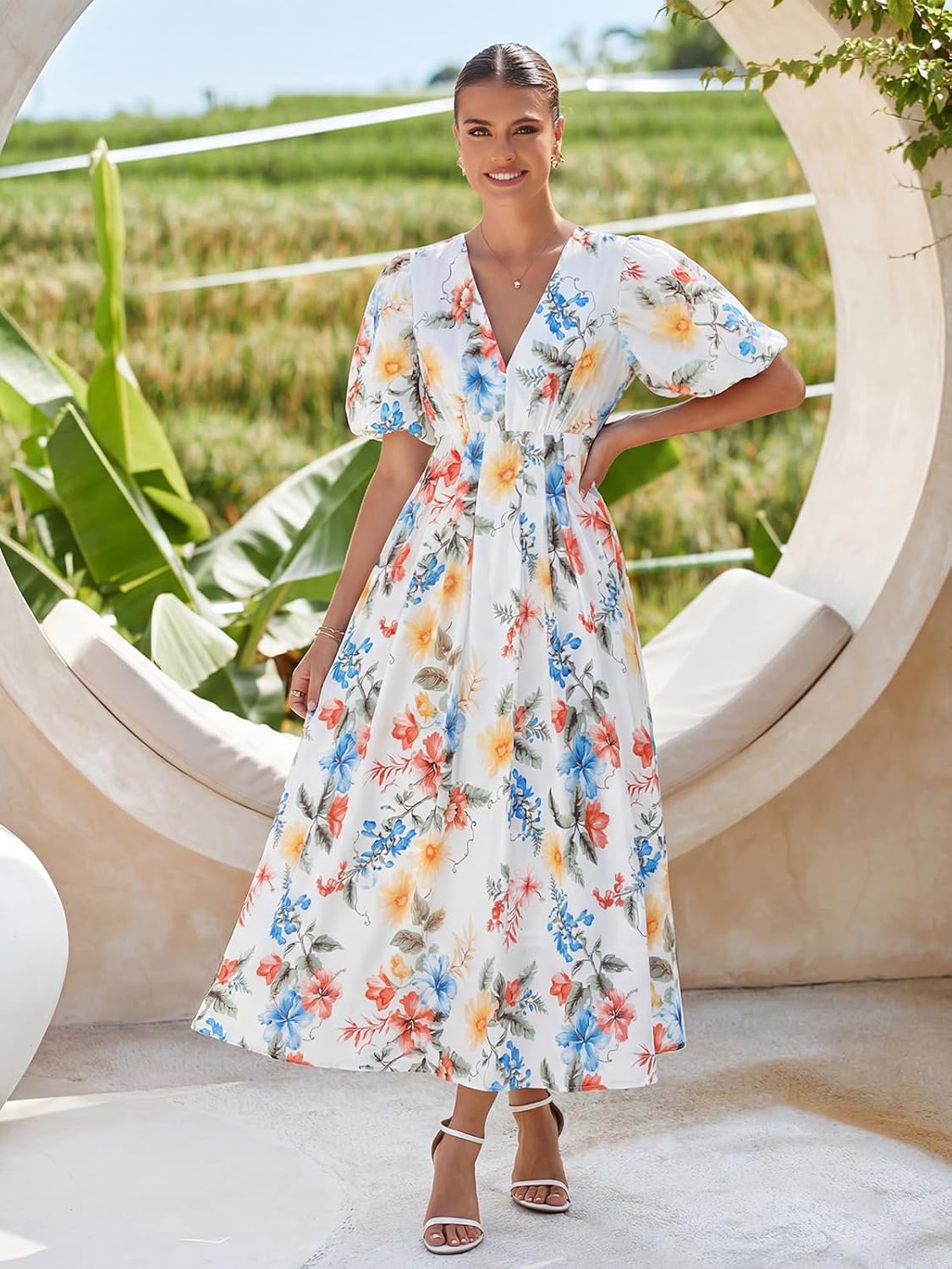 Women's Summer Floral Maxi Dress Spring Wedding Guest Dress 2026 - Image 3