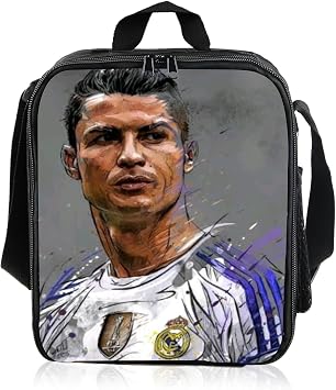 Lunch Bags3 with Star Player Print Reusable and Insulated Lunch Box Kids,Adjustable Shoulder Straps Suitable for Boys, Girls & Teenager for School, Picnics & Outdoor Activities
