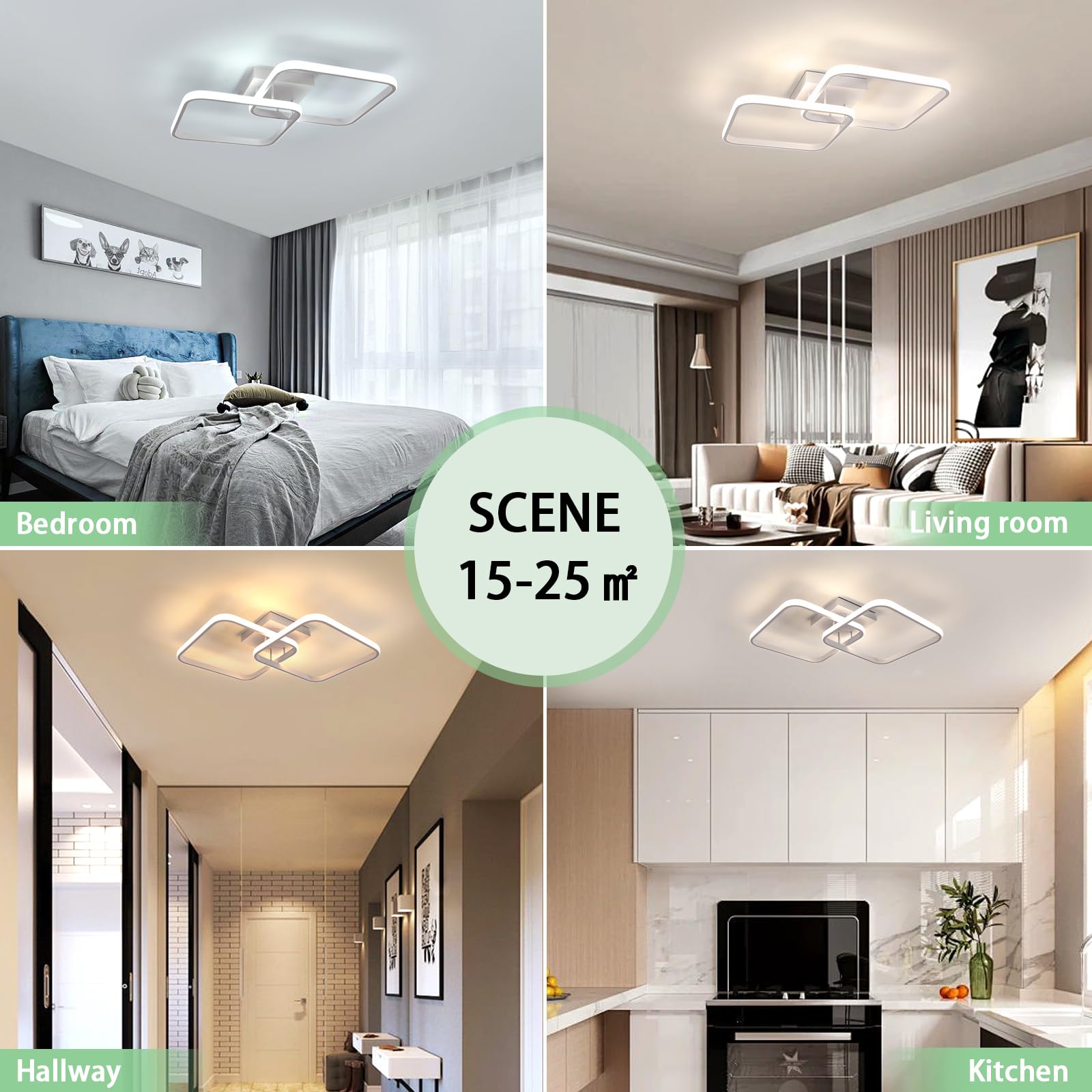 Comely Moderne LED Deckenleuchte Dimmbar, 50W 5625LM Deckenlampe Quadratische Dimmbar mit Fernbedienung 3000-6500K, 59cm Acryl-Deckenleuchte Moderne für Küche Wohnzimmer Schlafzimmer Badezimmer Flur