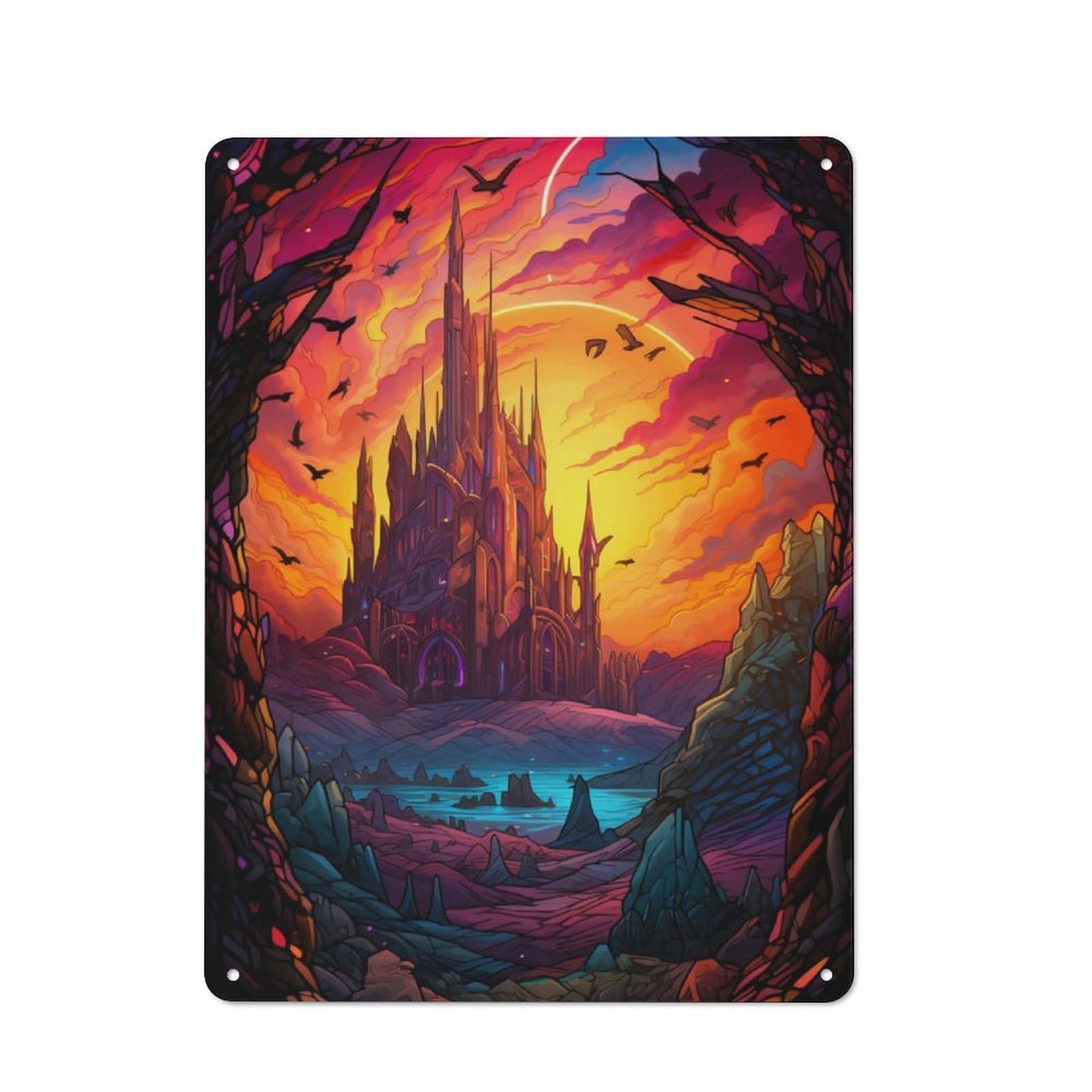 Junmoney Tower Of The Elven Mage For Garden Room Or Summerhouse, Vintage Tin Sign 40X30cm, A Metal Wall Feature For Garden Rooms And Summerhouses