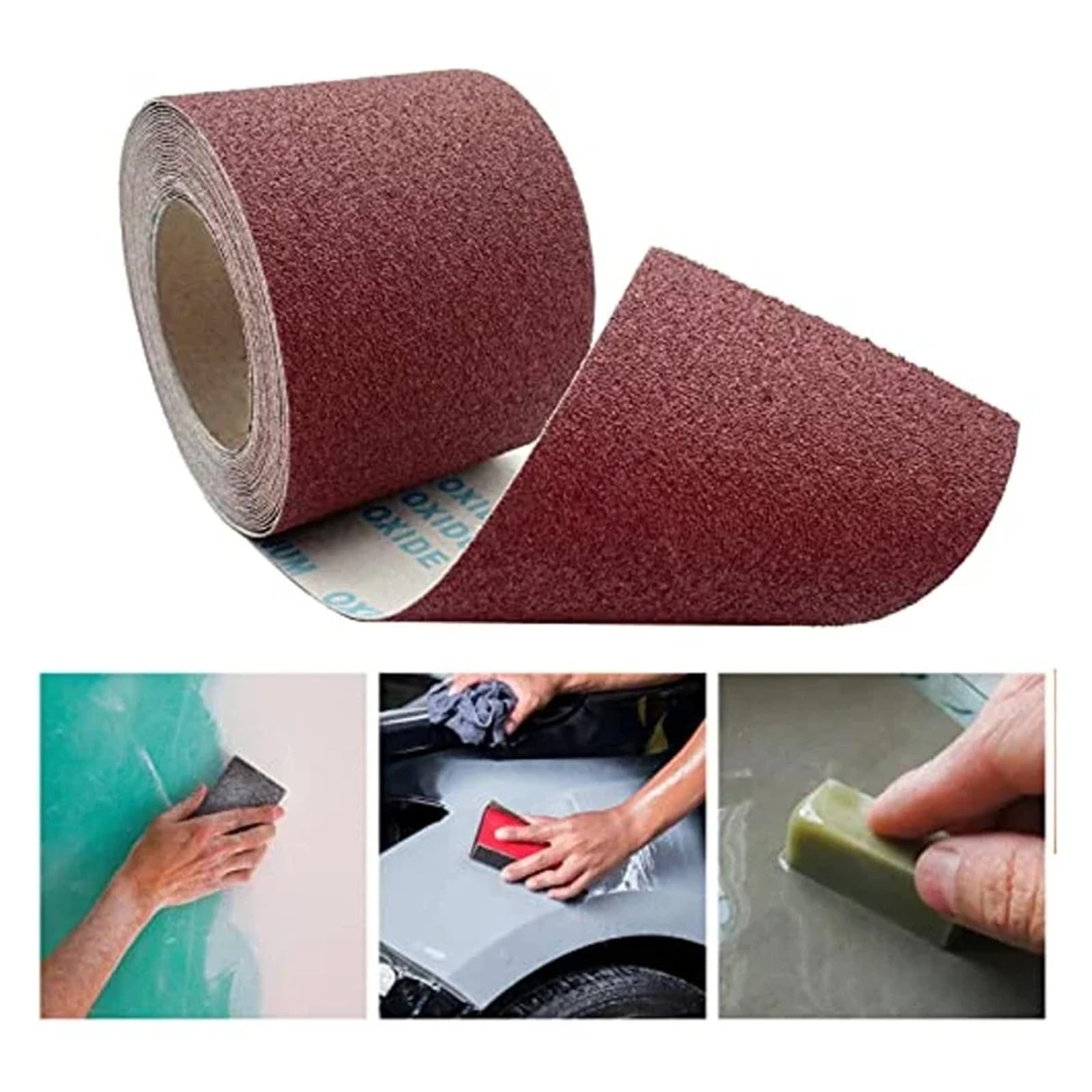 Papel de Lija de 60-600 Granos, 10M de Largo, 115mm, abrasivo, Metal, Vidrio, carpintería, Papel de Lija, Correas for lijadora(80 Grit)