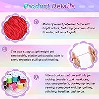 Vista 6 de Cridoz 20 rollos de hilo encerado para hacer pulseras, cordón de hilo encerado para pulseras, cordón de poliéster encerado para pulseras