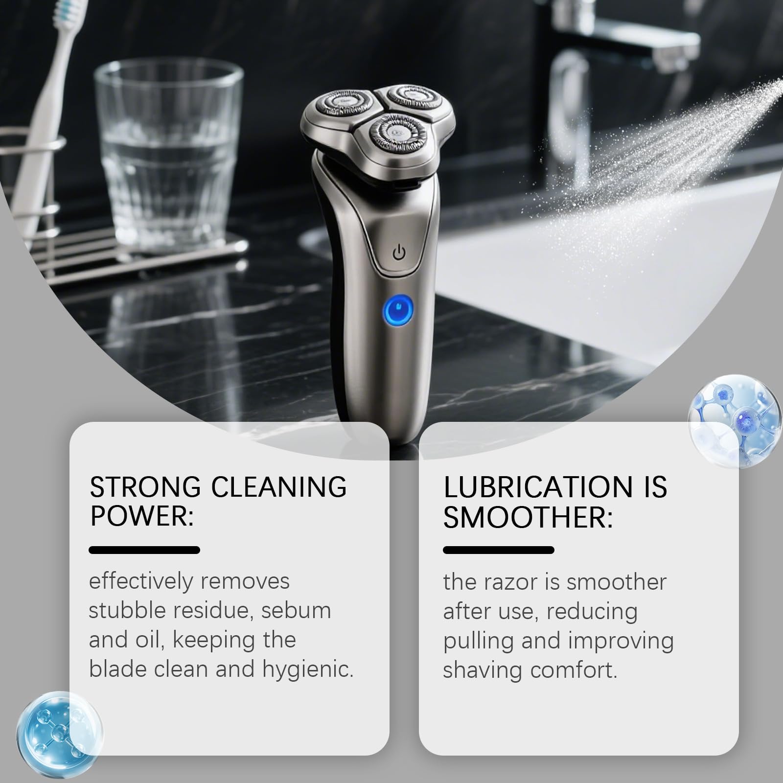 Shaver Deep Cleaning Fluid, Electric Razor and Trimmer Cleaner Spray, Blade Cleaner, Clipper Care, Quick-Dry, Removes Residual Hair Skin Particles, Hair Clippers Grooming Tools (6pcs)