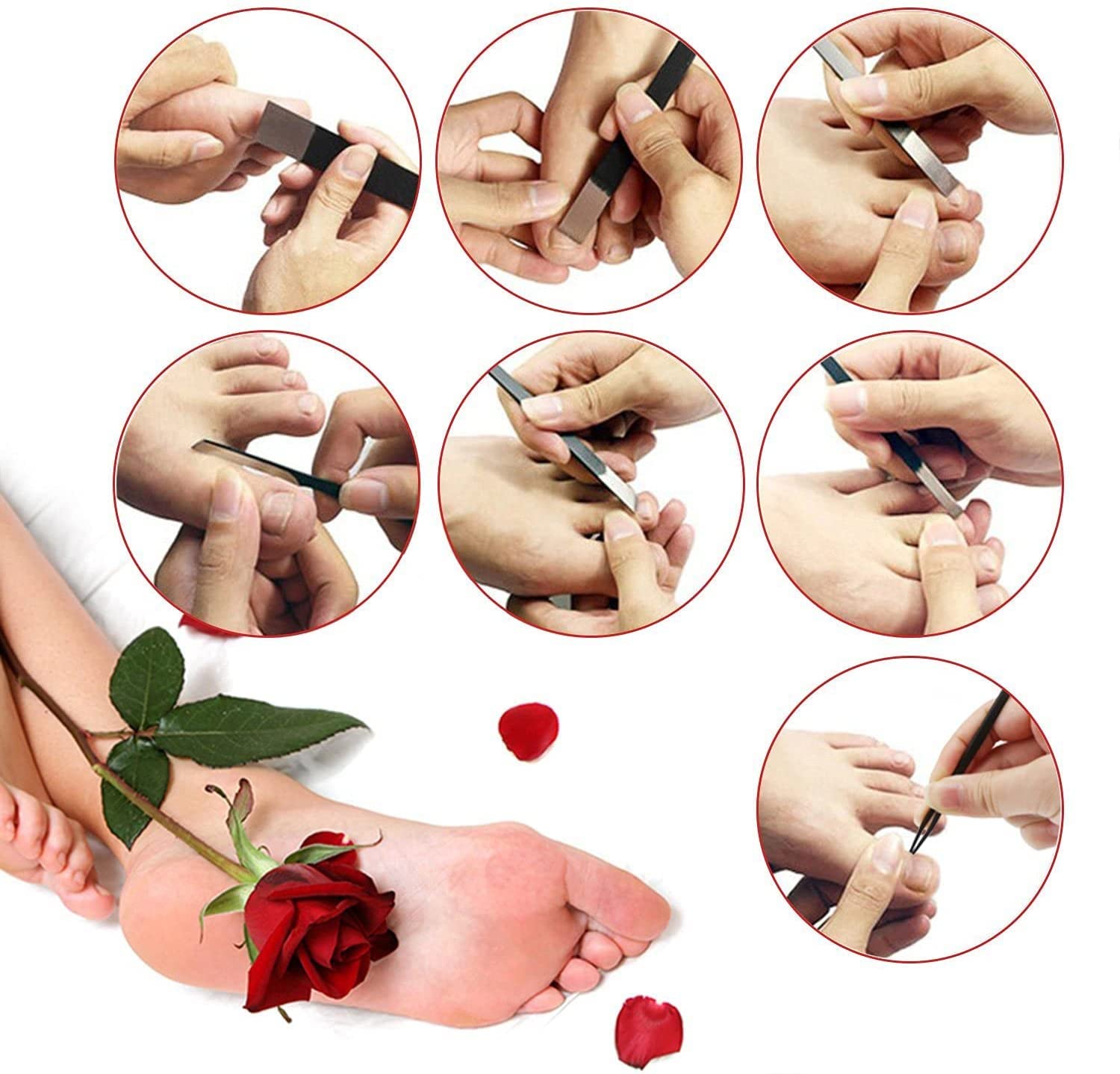 Kit De Coupe-Ongles Incarnés 16 Pièces/Ensemble, Coupe-Ongles De Correction pour L'élimination Ongles Incarnés, Pince À Manucure Olécrâne en Acier Inoxydable pour Paronychie À Ongles Épais