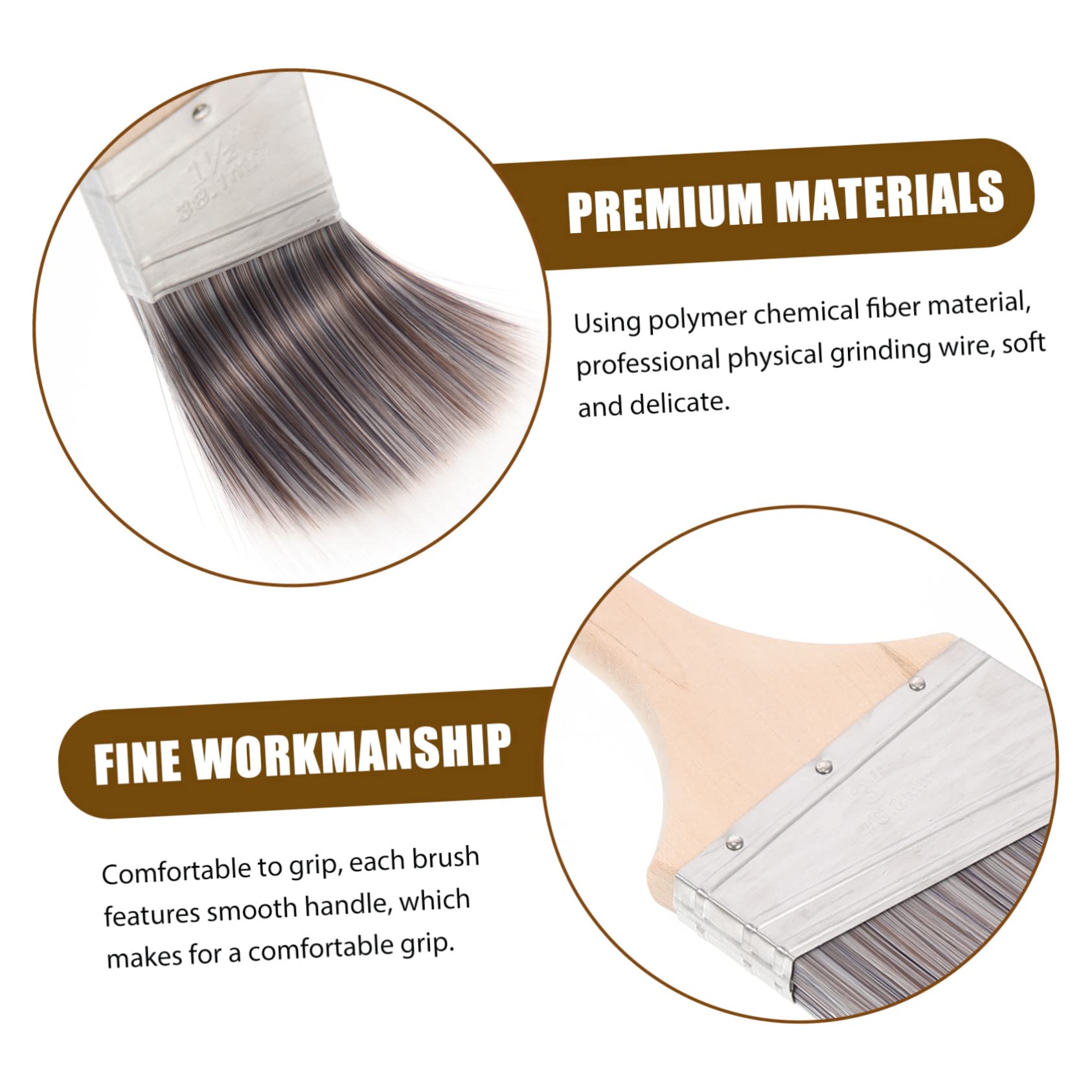 Angoily Set di 4 Pennelli per Dipingere Manico in Legno, senza Sbavature, Impugnatura Confortevole, per Pittura a Olio e Acquerello