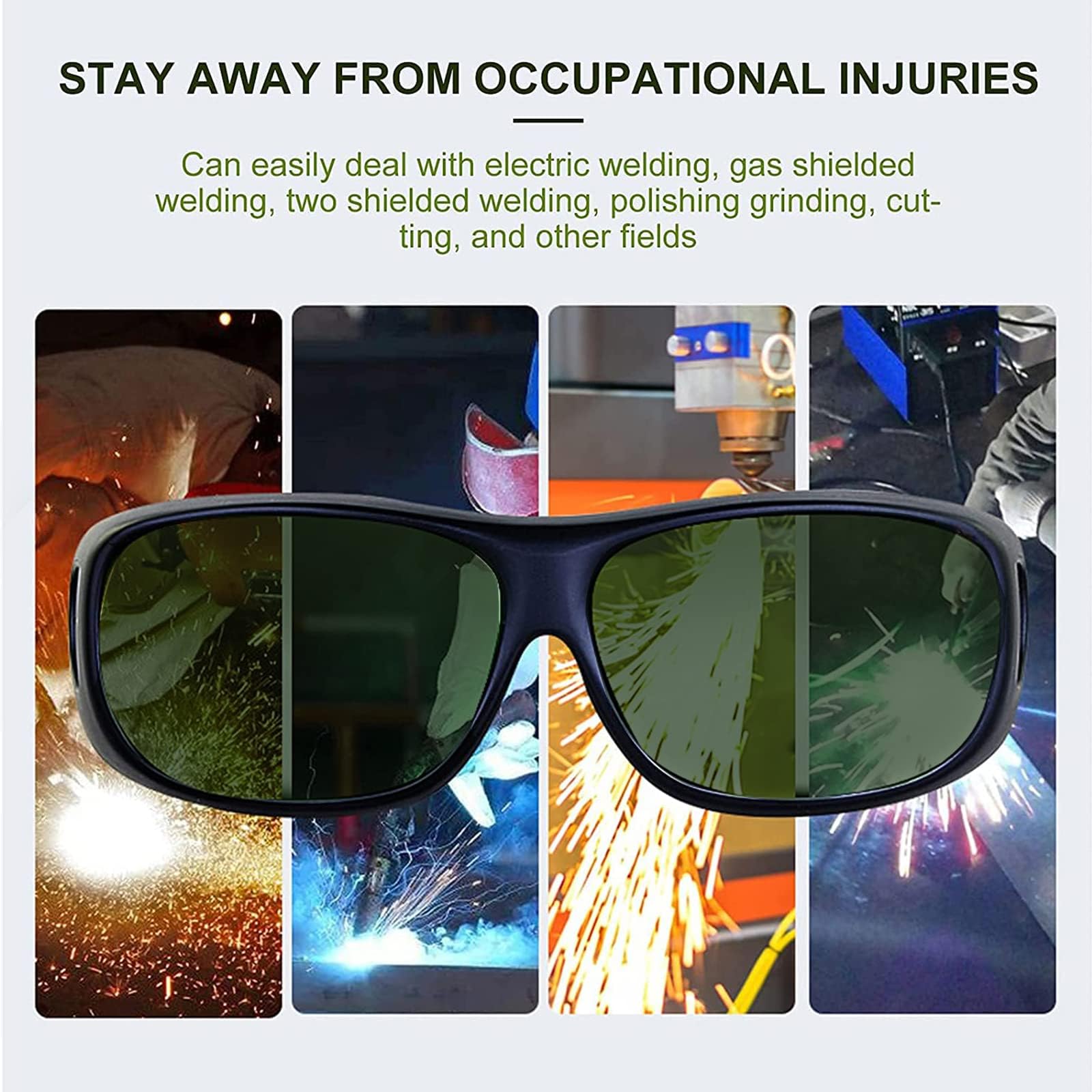 Gafas de soldadura envolventes de seguridad, gafas de soldadura antiarañazos, antideslizantes, protección UV, protección láser, protección IPL200-2000 nm, gafas de seguridad n.º 8, color 5 unidades