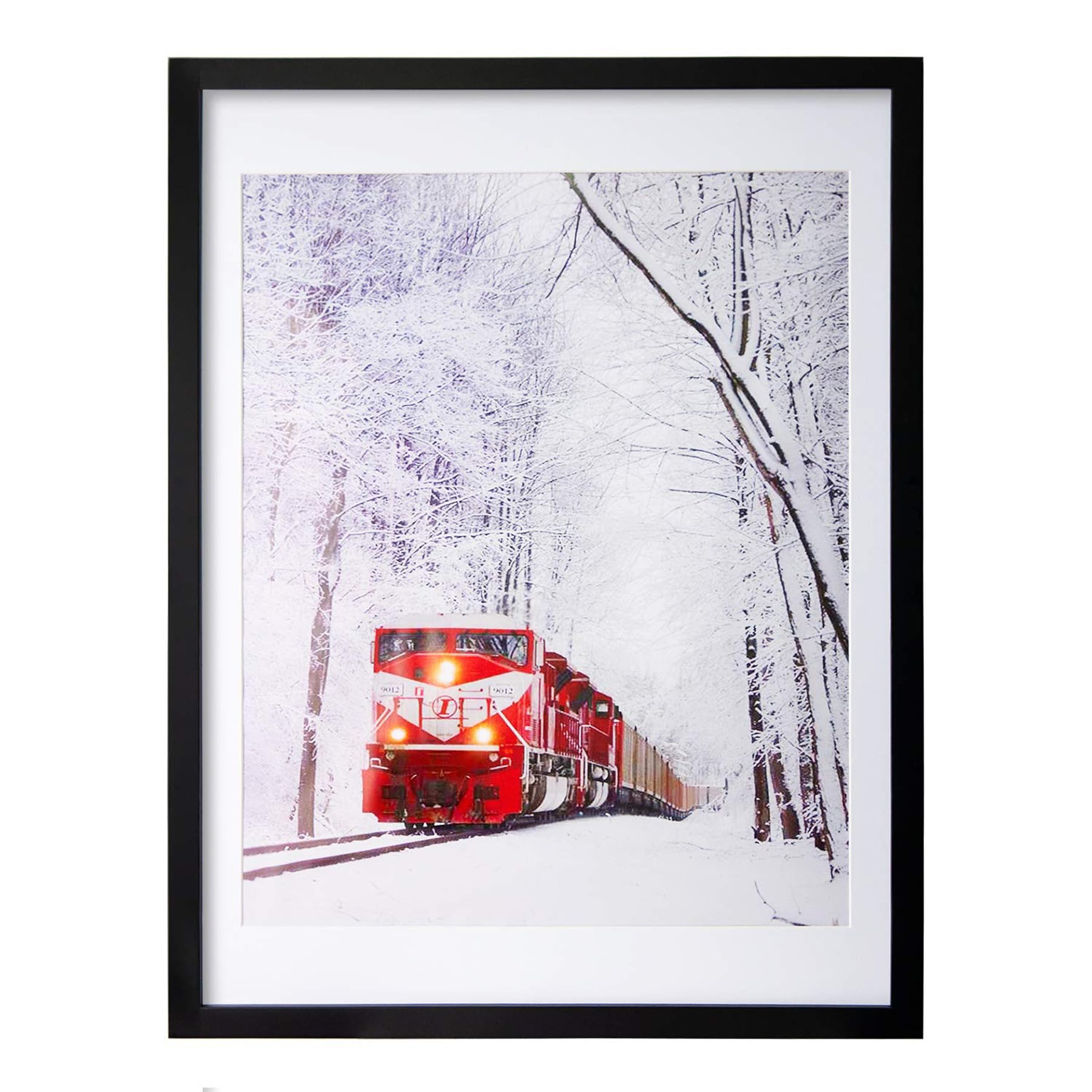 Egofine 18x24 Solid Wood Picture Frame Covered by Plexiglass Matted for 16x20 Black - Wall Mounting Hanging Poster Frame Vertically or Horizontally