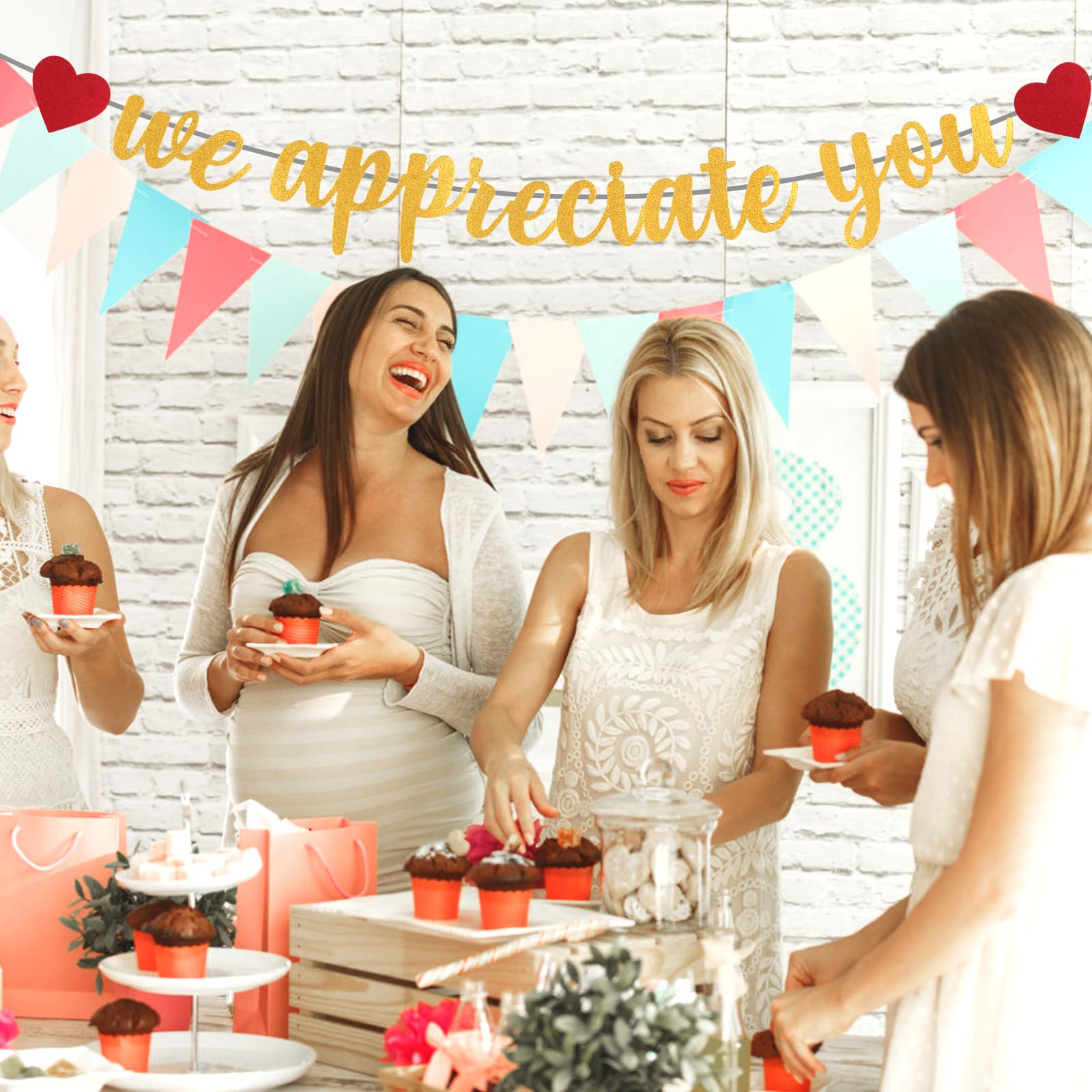 Kit De Décorations « We Appreciate You » - Toile De Fond Bleue Et Dorée - Bannière De Remerciement à Suspendre Pour Enseignant, Infirmière, Personnel, Pasteur, Médecin, Employé