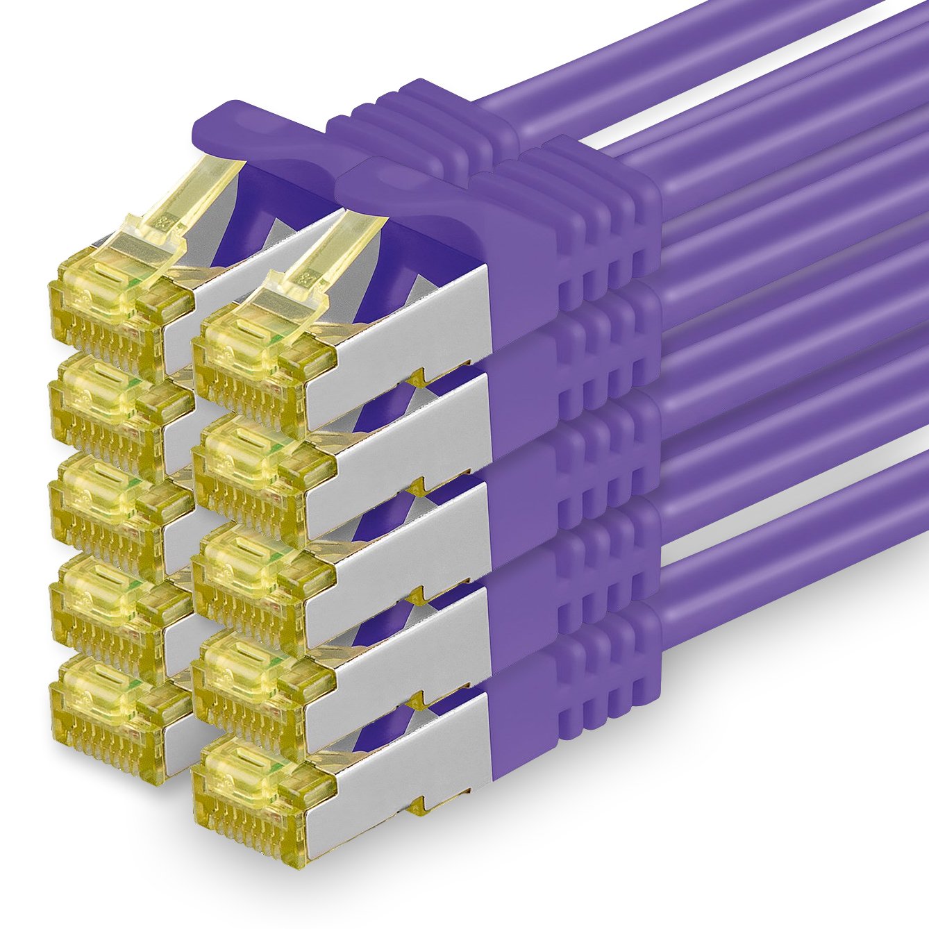 1aTTack.de Cat.7 Netzwerkkabel 1,5m Violett 10 Stück Cat7 Ethernetkabel Netzwerk LAN Kabel Rohkabel 10 Gb s SFTP PIMF LSZH Set Patchkabel mit Rj 45 Stecker Cat.6a