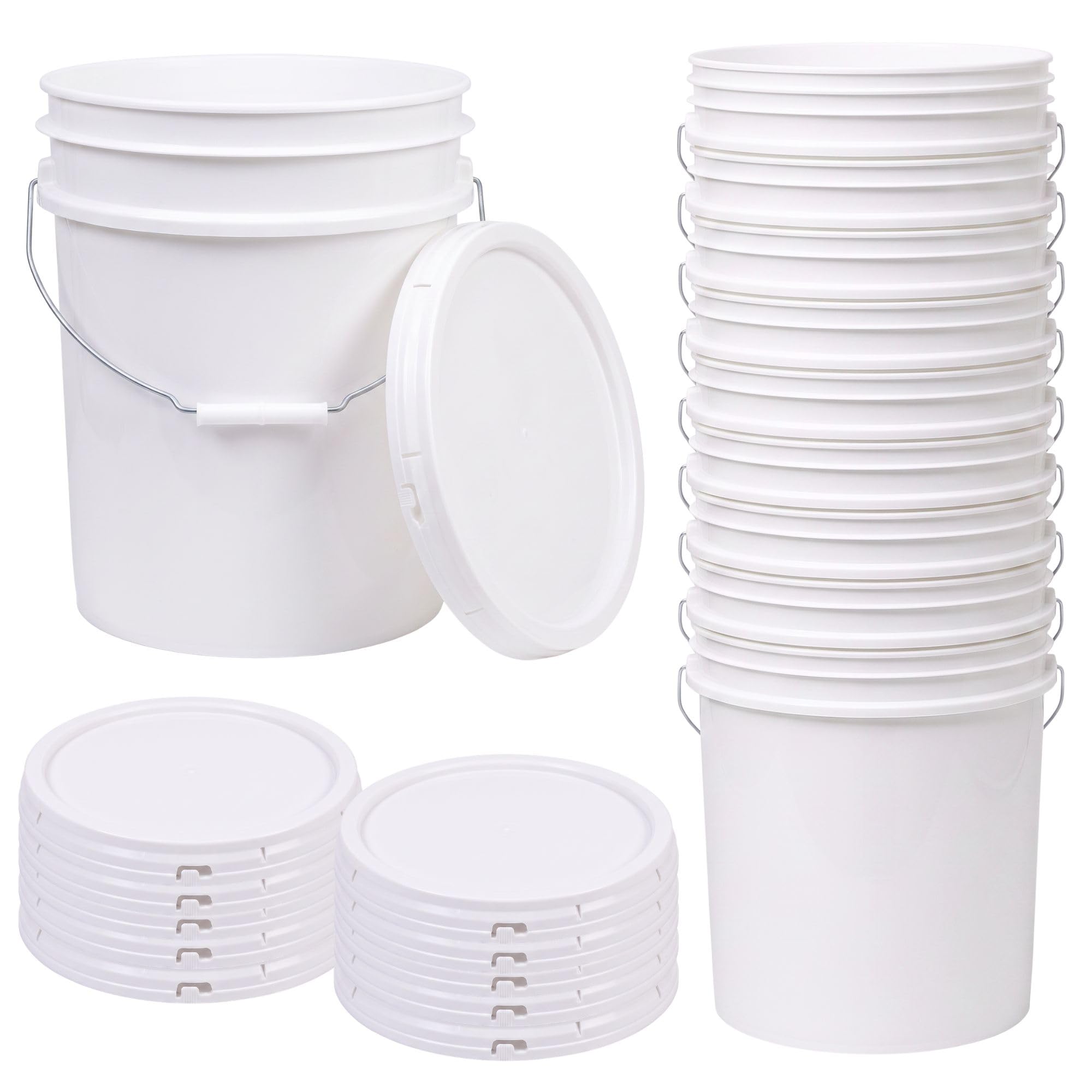 ePackageSupply 5 Gallon Bucket - Food Grade w/Lid BPA-Free,10 Pack - White