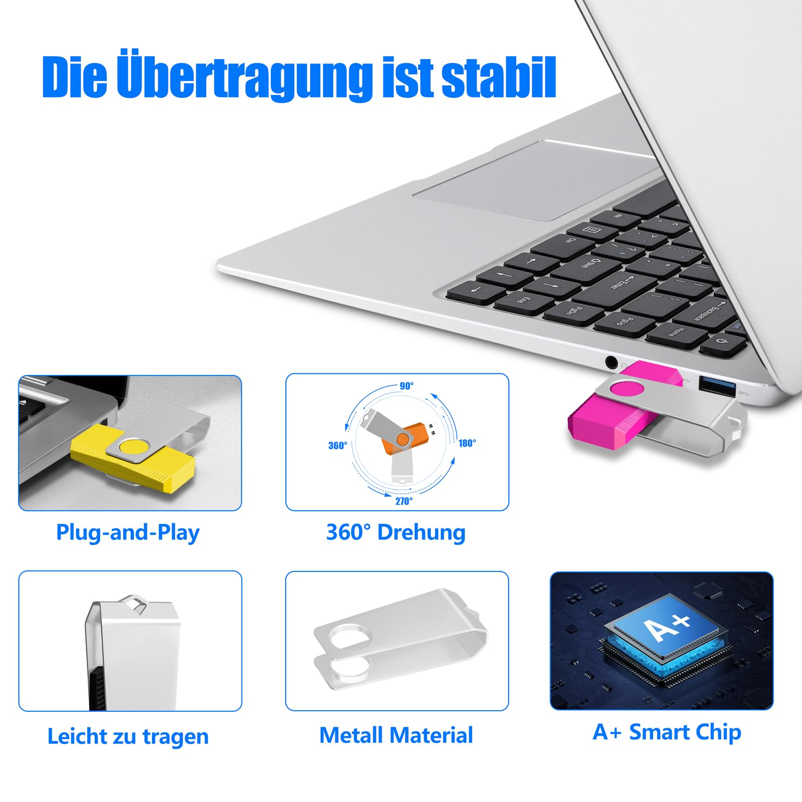 TEWENE Chiavetta USB 128 MB, set da 50 pezzi, chiavetta USB Flash Drive Stick,High Speed USB 2.0 multicolore