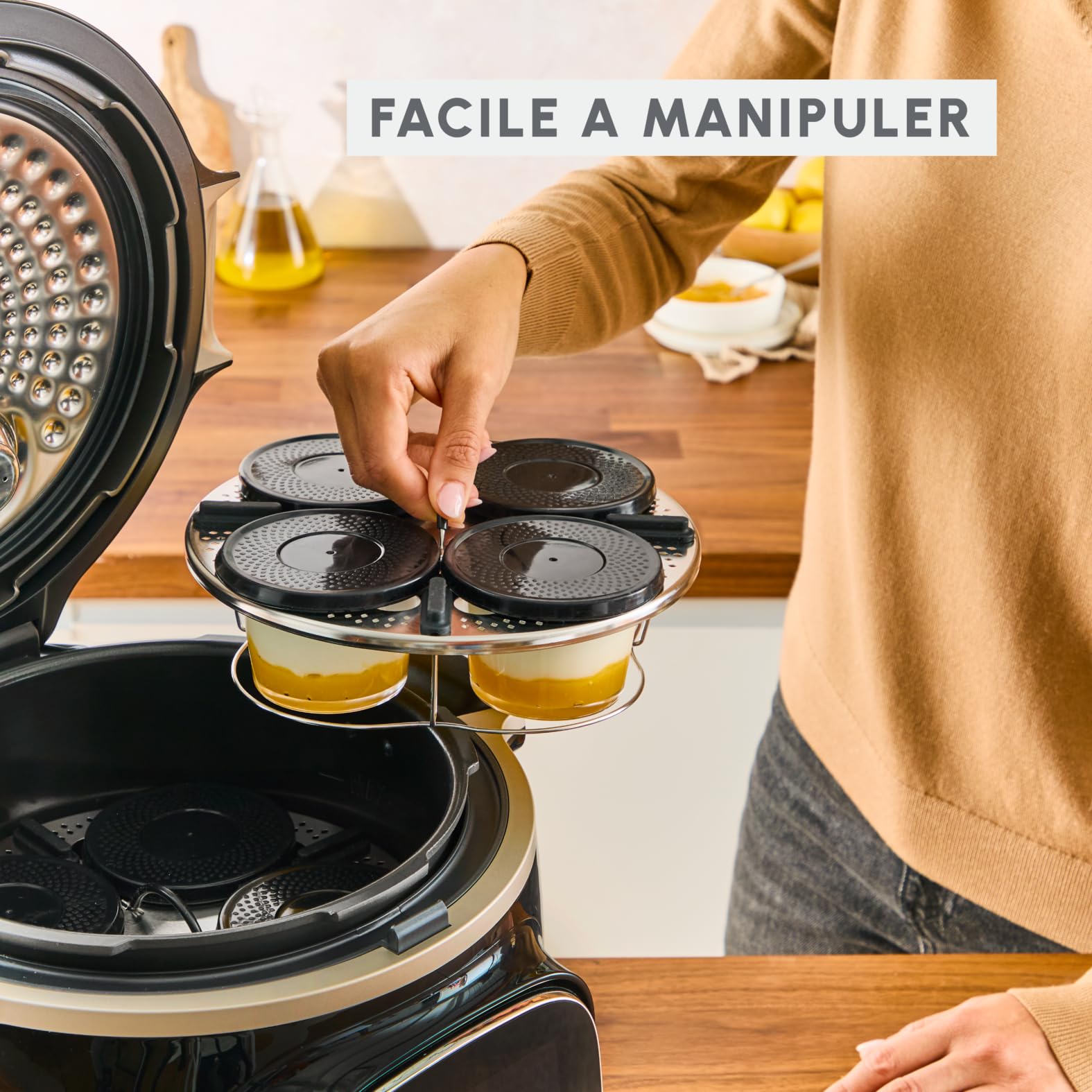 Moulinex Kit de 8 verrines superposables, Cookeo, Couvercles, Entrées, Yaourts et desserts, XA6140E0