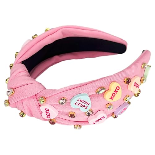 Miniatura 5 de SZJULR Diadema anudada para el día de San Valentín para mujer, diseño de corazón con diamantes de imitación adornados con cristales de imitación