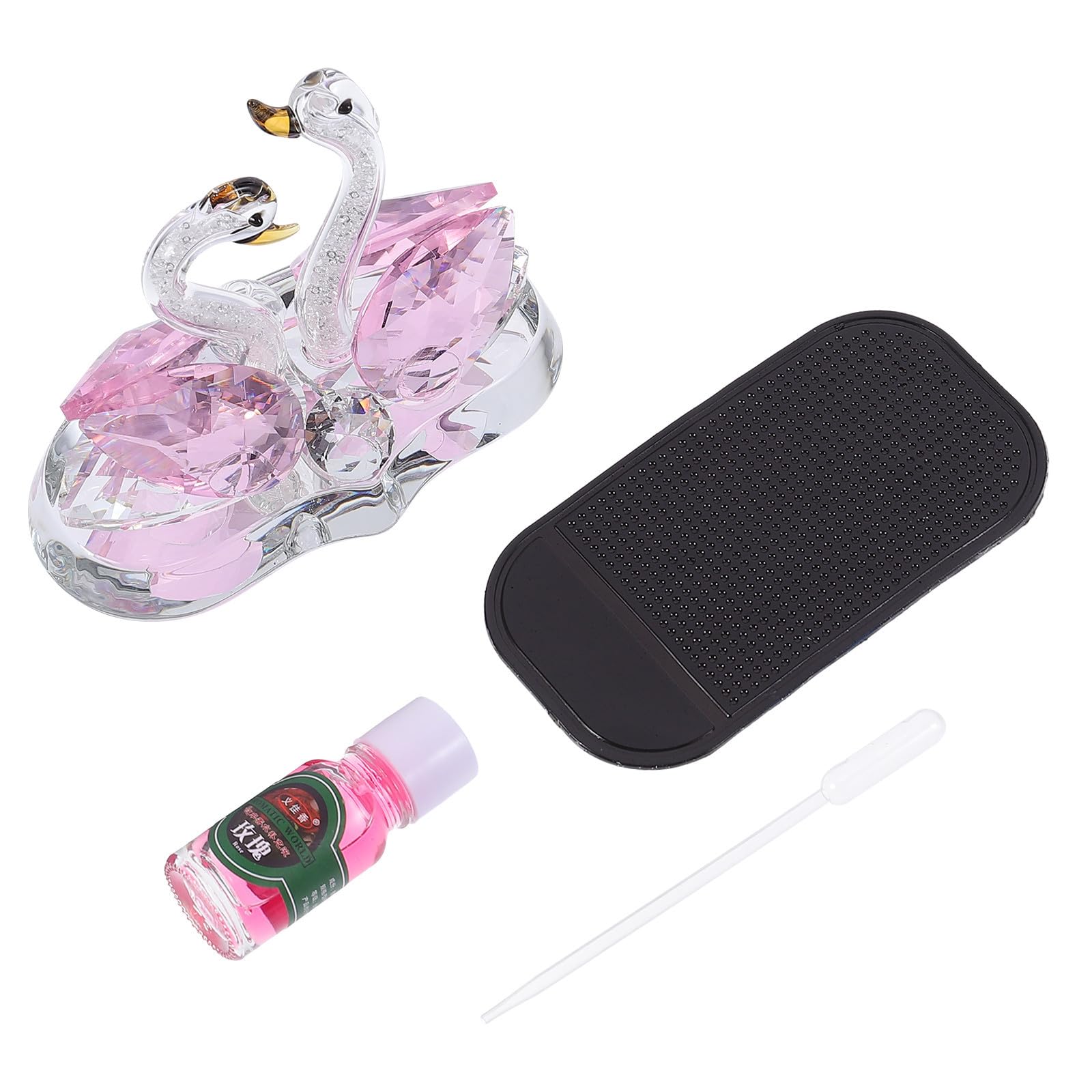 Couple de cygnes en cristal rose ornement élégant haut de gamme pour intérieur