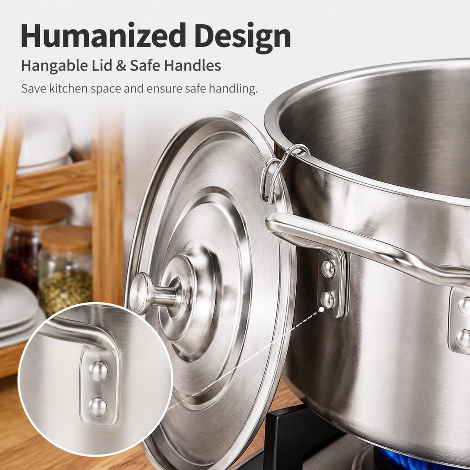 RSBFER Set di cuocipasta in Acciaio Inox con cestelli scolapasta – Cuocere, Sollevare e scolare Facilmente – Pentola a 3/4/5 Scomparti per Pasta, tagliatelle e Gnocchi – Cucine Professionali,5 Hole