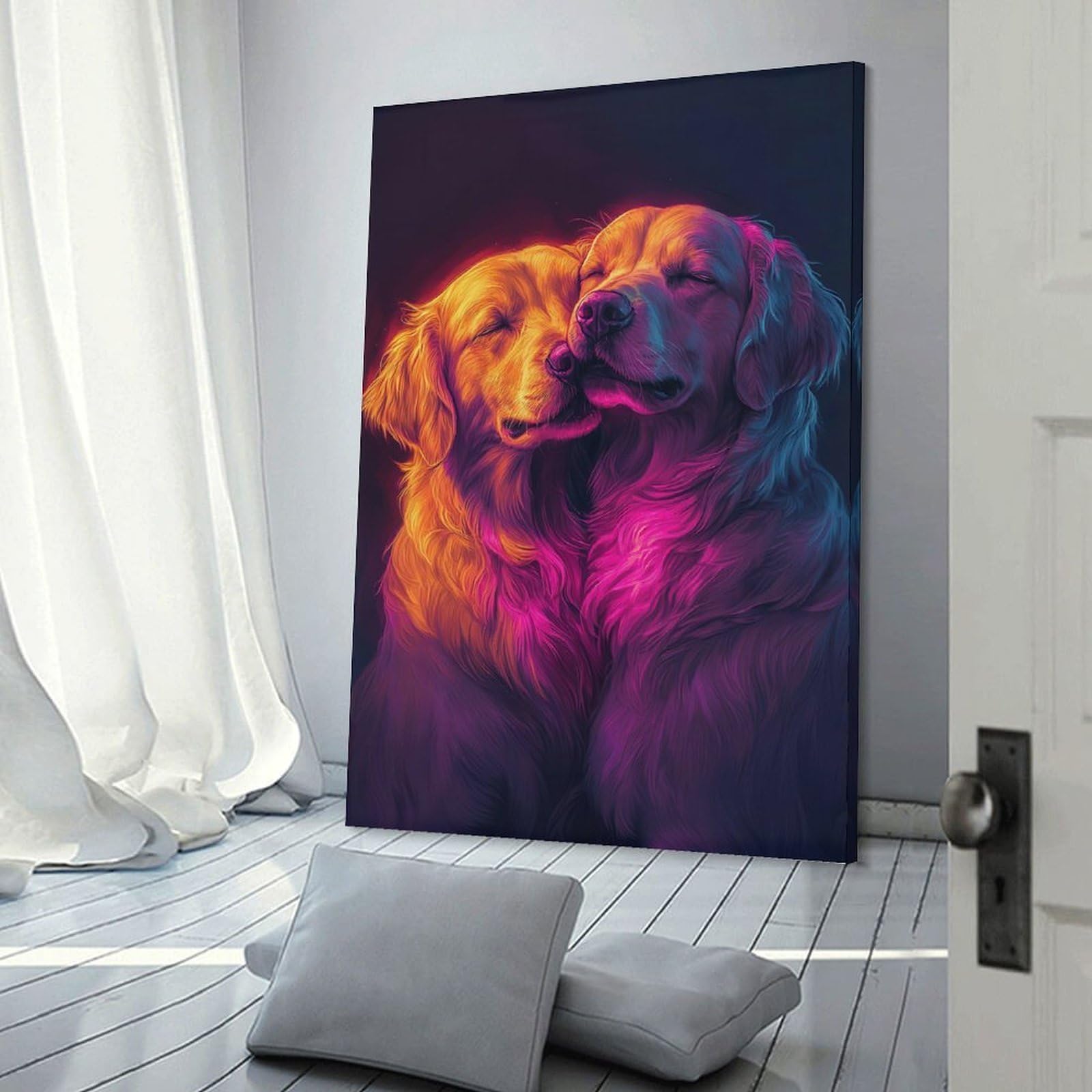 Junmoney Golden Retriever Wall Art Room Decor Wall Art 24x36inch(60x90cm), for Bedroom Decor, Cosy Corners Or Studios, A Warm Accent for Relaxed Interiors