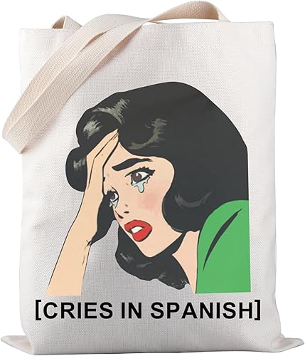 PWHAOO Bolso de mano mexicano llora en español Bolso de mano español Latina Meme Tote Bag Hispanic Culture Gift