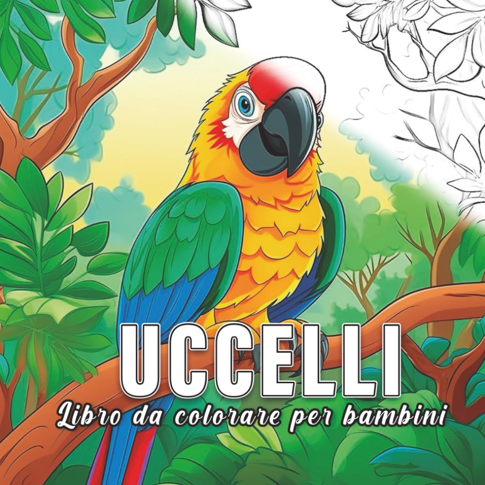 Uccelli: libro da colorare per bambini con 60 schizzi di uccelli. (Piccoli Natura)