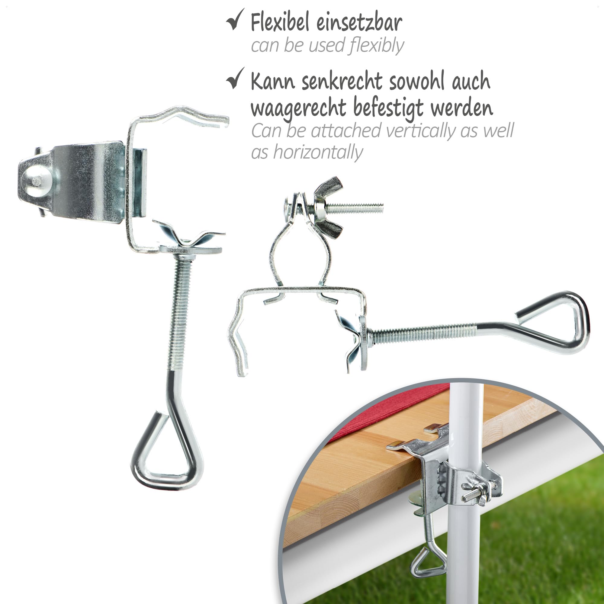 COM-FOUR supporto per ombrellone 2 pezzi Ø 19-32 mm per balaustra balcone terrazza