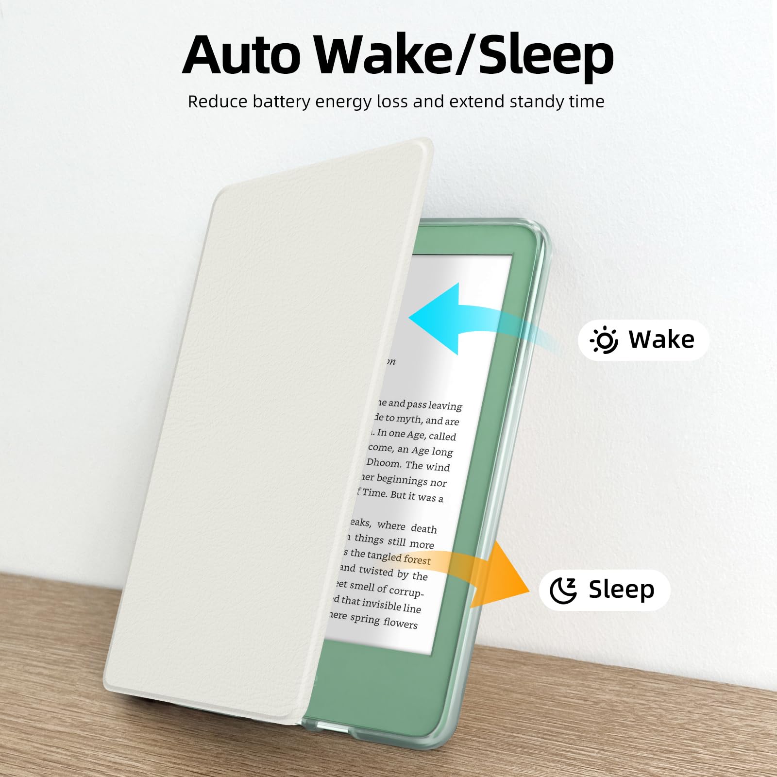 MOROCK Schutzhülle für Kindle (11. Generation, Version 2024/2022), leichtes PU-Leder und transparente Acryl-Rückseite, automatische Sleep/Wake-Hülle für Kindle 11. Generation 2024/2022, Weiß
