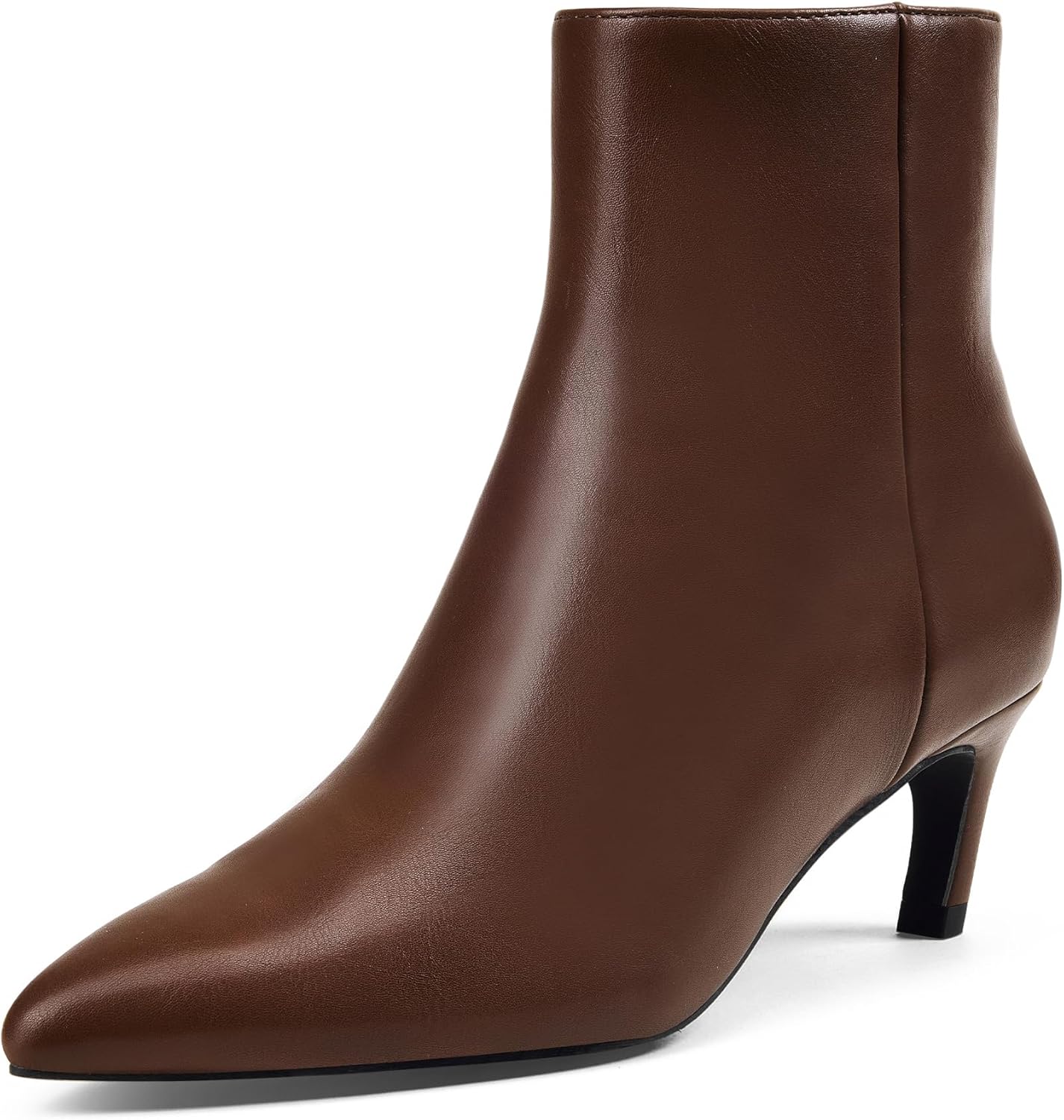 GENSHUO Women's Pointed Toe Ankle Boots 2.36 Inch Low Kitten Heel Booties with Side Zipper, Fall Winter Short Dress Boots Shoes