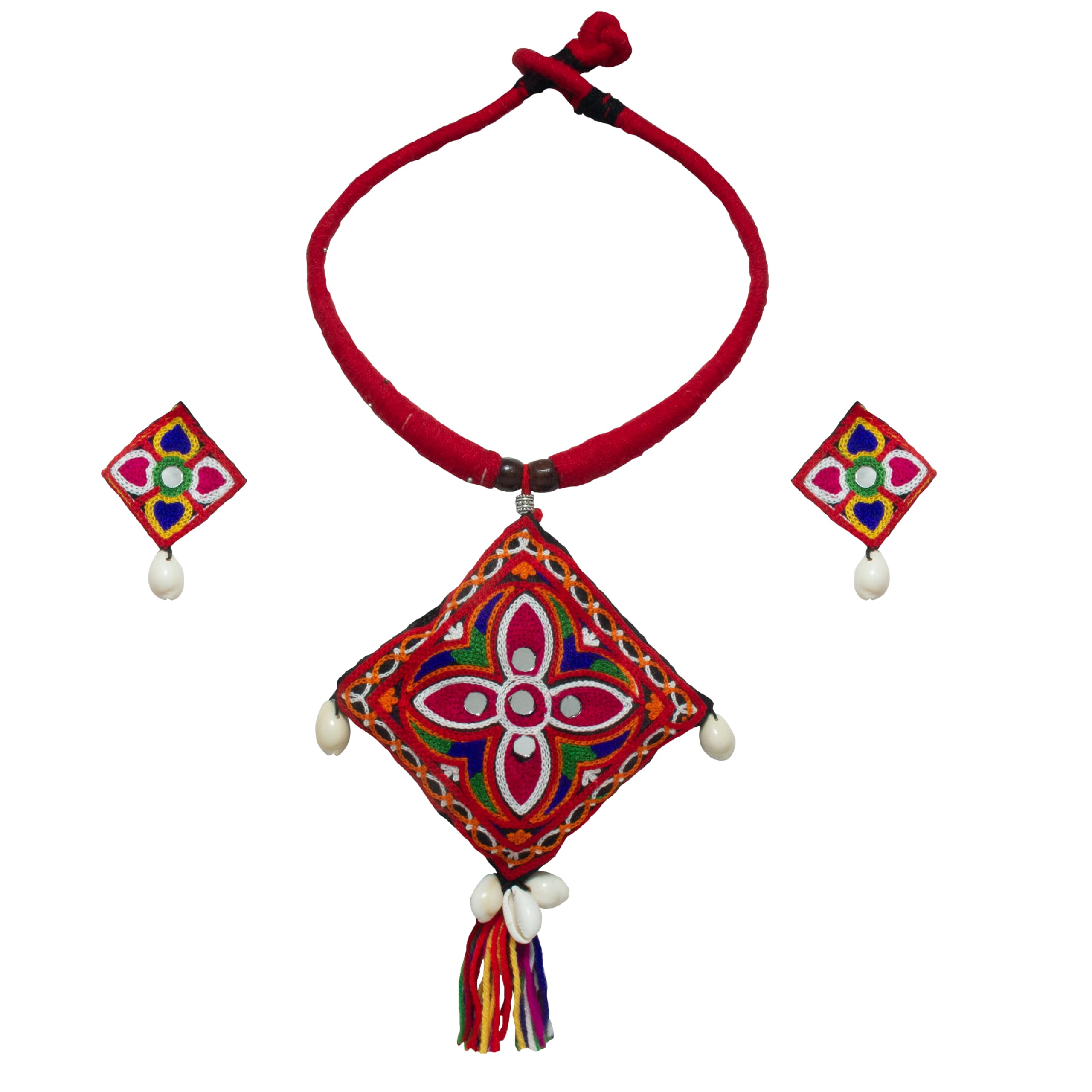 Kutchhi Patch Work and Thread Hasuli NECKLACE SET with EARRING Necklace for Girl and Women | Handicraft | For Navratri, Garba, Dandiya and Durga Pooja Occasion (B0DF1W2369) Amazon Price History, Amazon Price Tracker