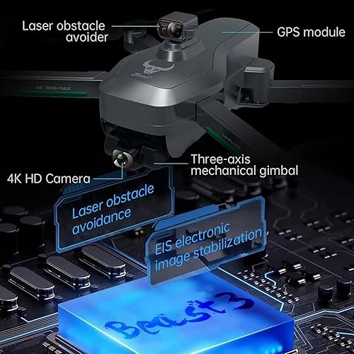 Miniatura 5 de ZLL SG906 MAX1 4K Drone de control remoto con cámara, cardán de 3 ejes, evitación de obstáculos láser de 360 grados, GPS 5G WiFi FPV 1.9 mi