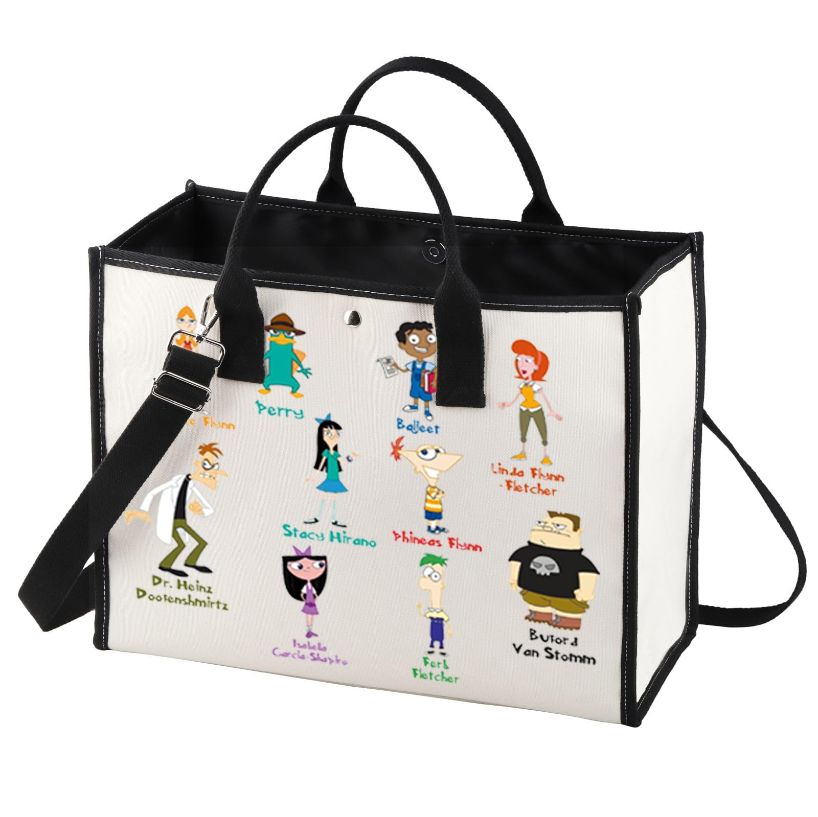 BWWKTOP Phineas Tote Bag Agent P Fans Gift Ferb Shoulder Bag Candace & Linda & Lawrence Gift Platypus Perry Merchandise
