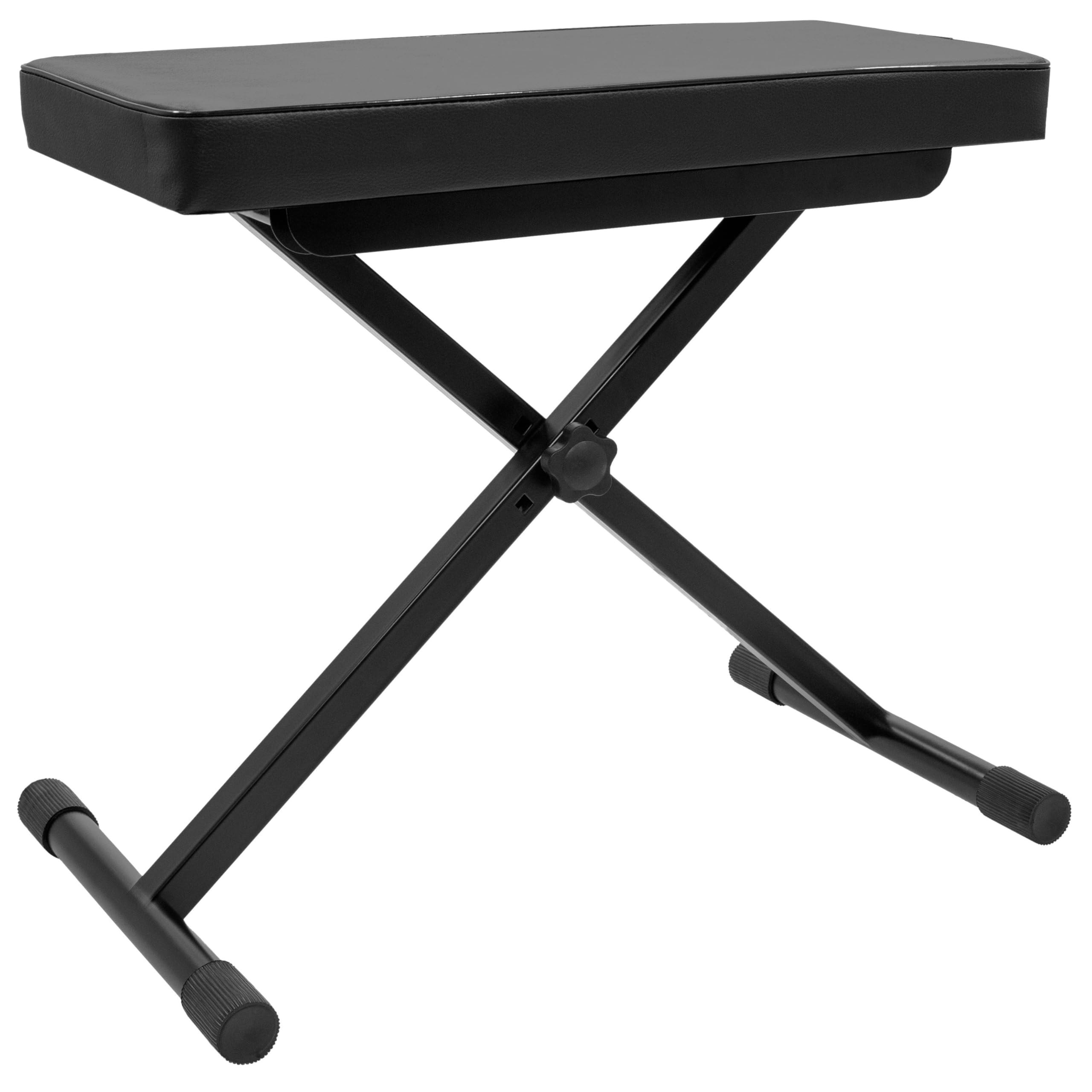 Banc de clavier en X Simili cuir noir BoomToneDJ ST-1 Hauteur réglable de 48 à 60cm Banquette pour piano pliable. Très confortable. Assise 510 x 250 mm.