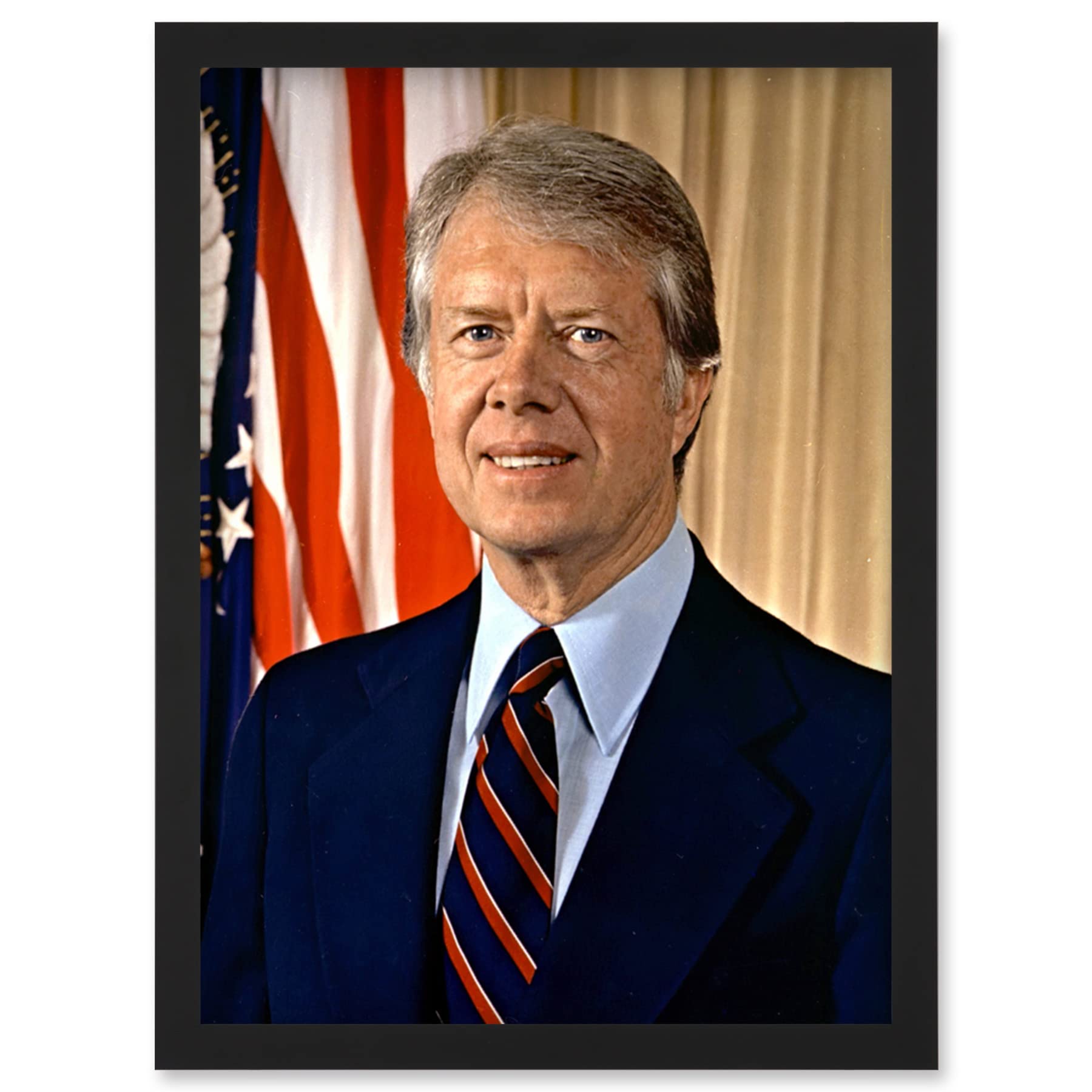 Artery8 39th US President Jimmy Carter Official Portrait Photo Artwork Framed Wall Art Print A4