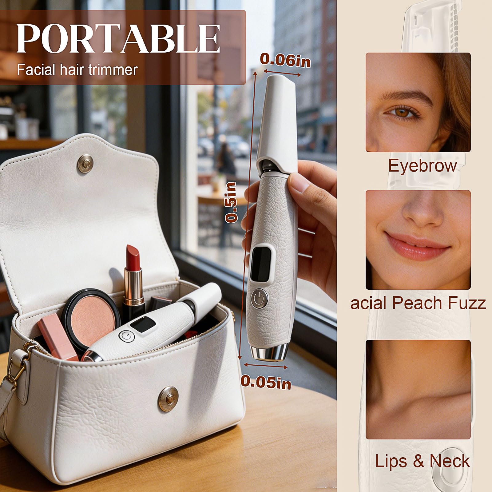 Sonic Dermaplane - Maquinilla de afeitar para mujer con 12 cuchillas de recambio para la cara, herramienta de planificación Derma Peach Fazz y exfoliante para cejas y vello facial, 3 velocidades, LED
