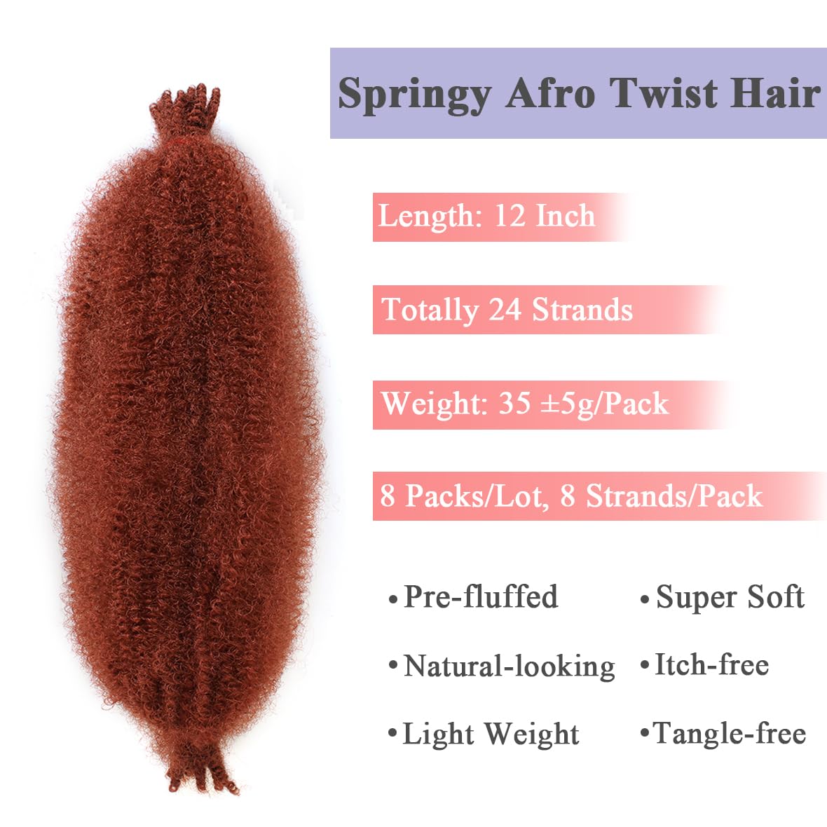 Leeven 12 Inch Springy Twist Hair for Afro Marley Locs 3 Packs Afro Kinky Curly Marley Braiding Hair Extensions Pre Separated Popping Spring Twist Crochet Hair for Distressed Locs /350# - Image 4