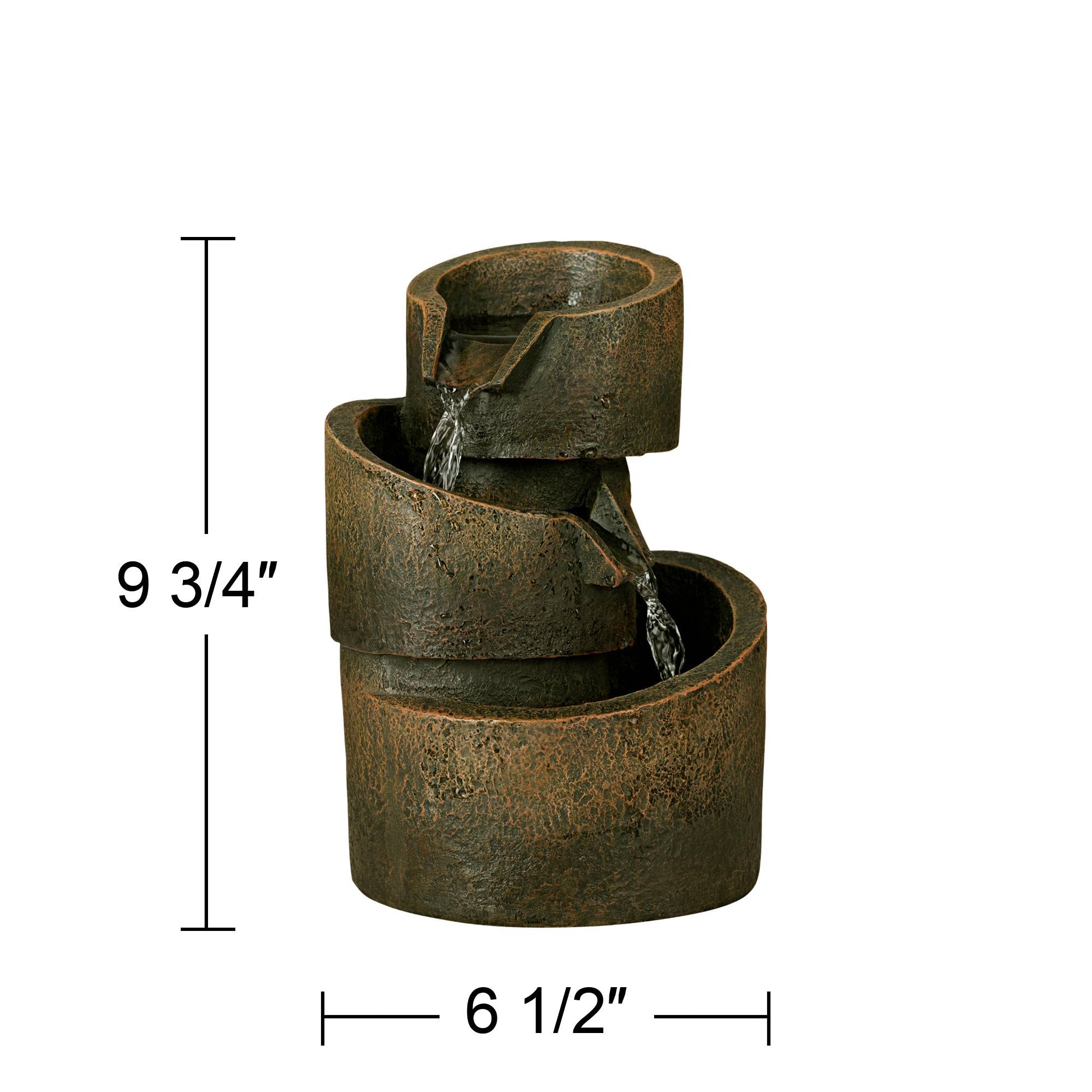 3-Tier Bronze Stone Contemporary 9 34 High Tabletop Outdoor Fountain | Small Zen Modern Indoor Decor Tiered Waterfall Cascading Water Feature for Outside Garden Patio Yard Desk Backyard Porch product thumbnail 4