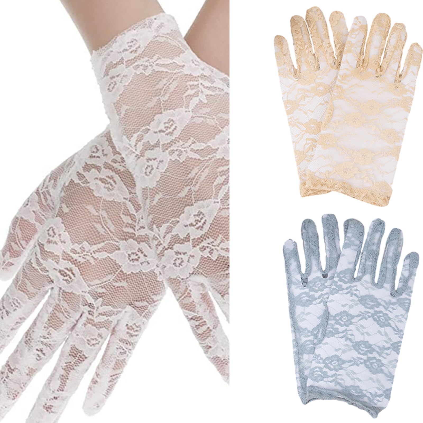 Lace Gloves For Wedding Floral Gloves Formal Event Short Gloves Bridal Shower Hand Gloves Women Accessories Photo Props