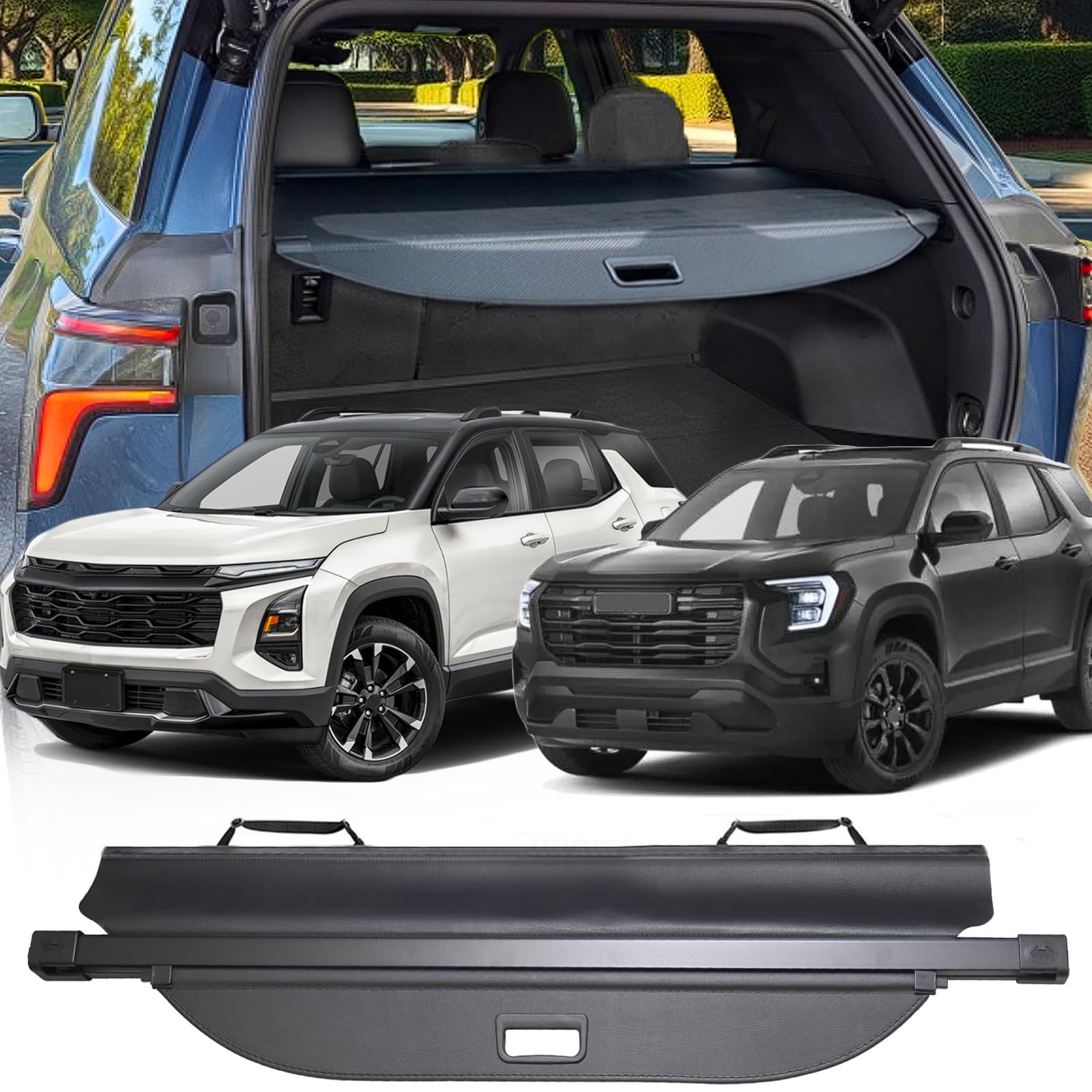 Cargo Cover for 2025 2026 Chevy Equinox Accessories 2026 GMC Terrain Accessories 2025,(Additional Cover with Strap) Leather Retractable Trunk Cover Privacy(Not for EV)