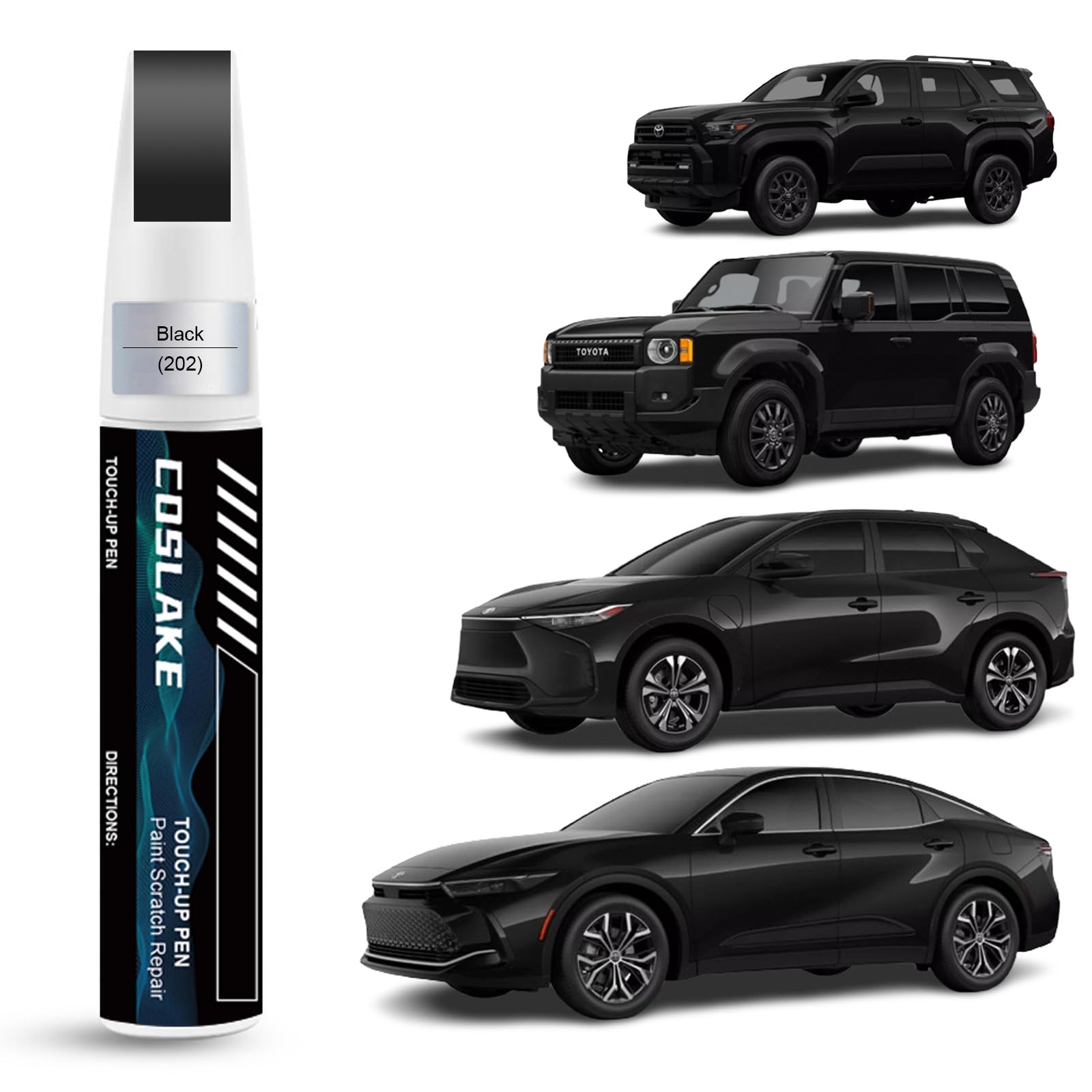 Car Touch Up Paint(Black(202)) for Toyota, Car Paint Scratch Repair Kit, Quick & Easy Solution to Repair, 2 in 1 Scratch Remover Pen with Color-Matched