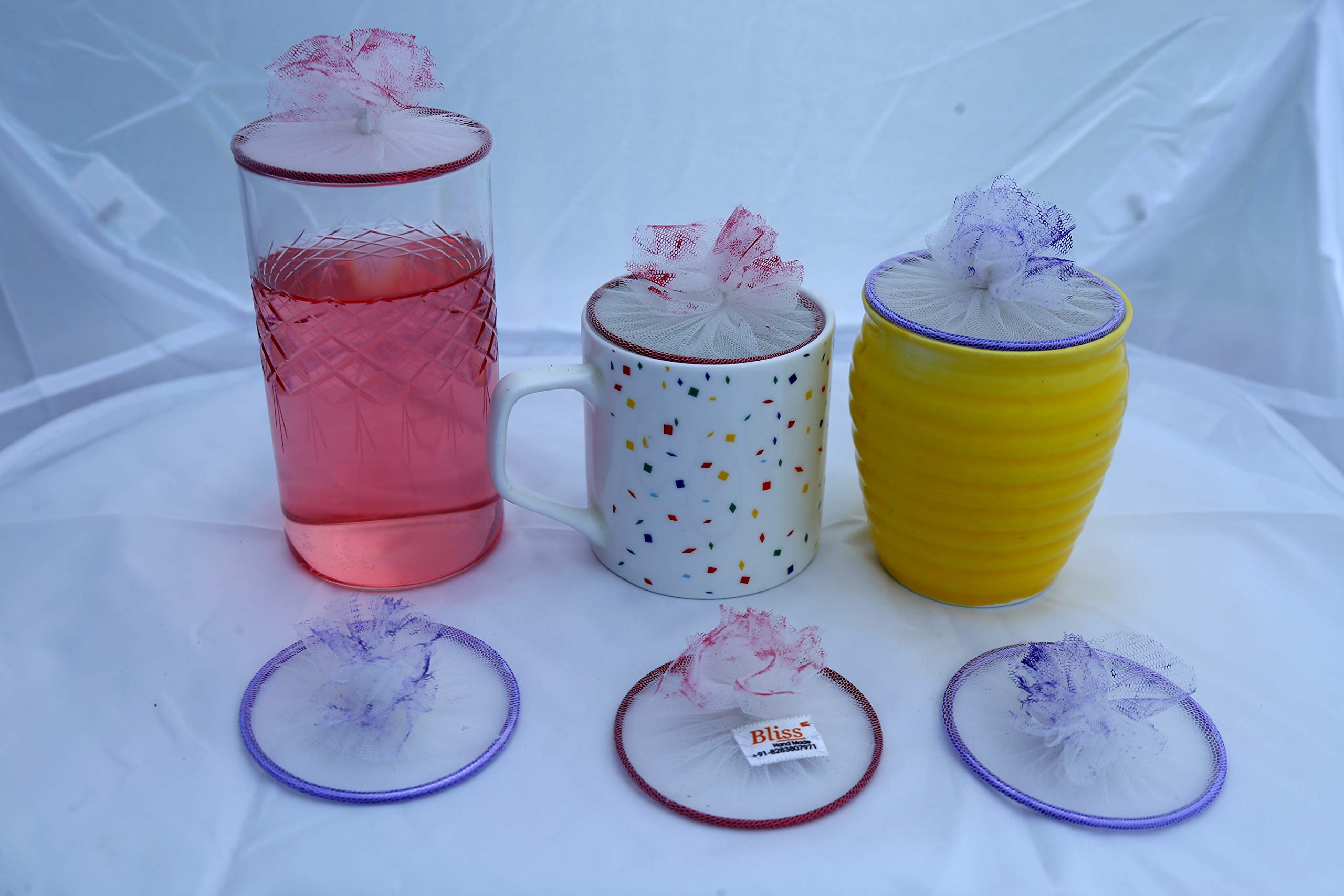 Bliss Breathing Glass cover [Tumbler Lid], Multicolor, Handmade, Medium Size, 6.5 cms Diagonal, 6 pcs,-image-44
