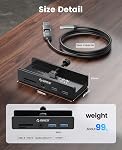 ORICO USB Hub 3.0, Serrure USB Hub avec port d'alimentation supplémentaire, aluminium USB C Adaptateur avec 2 USB-A Ports de données,3.5mm AUX, SD/TF Lecteur de cartes pour le bureau (noir)