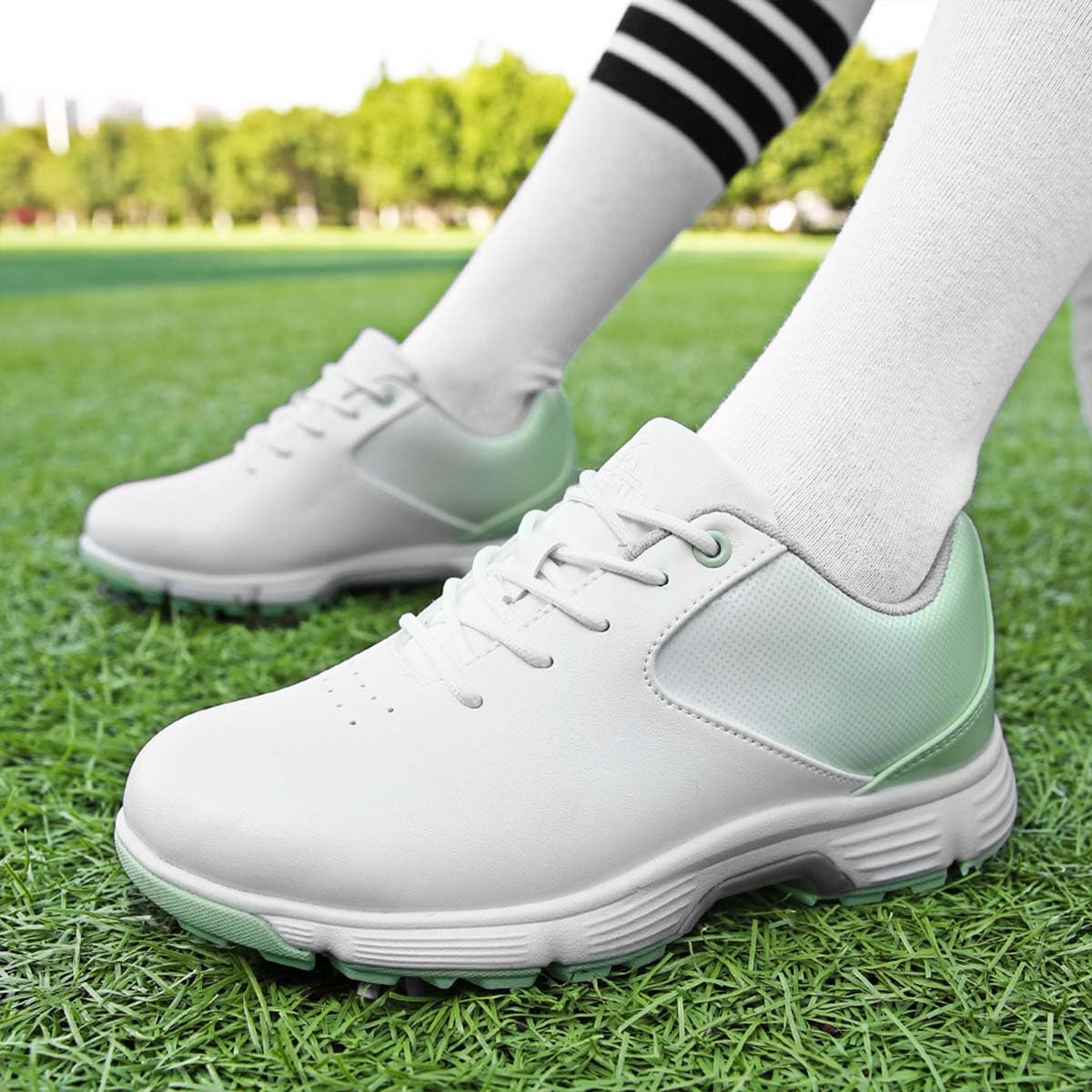 Zapatos De Golf para Mujer con Clavos Zapatillas De Golf | Cuero, Profesionales, Casual, Ligeros, Antideslizantes, Impermeables, cómodos, Moda, Exteriores