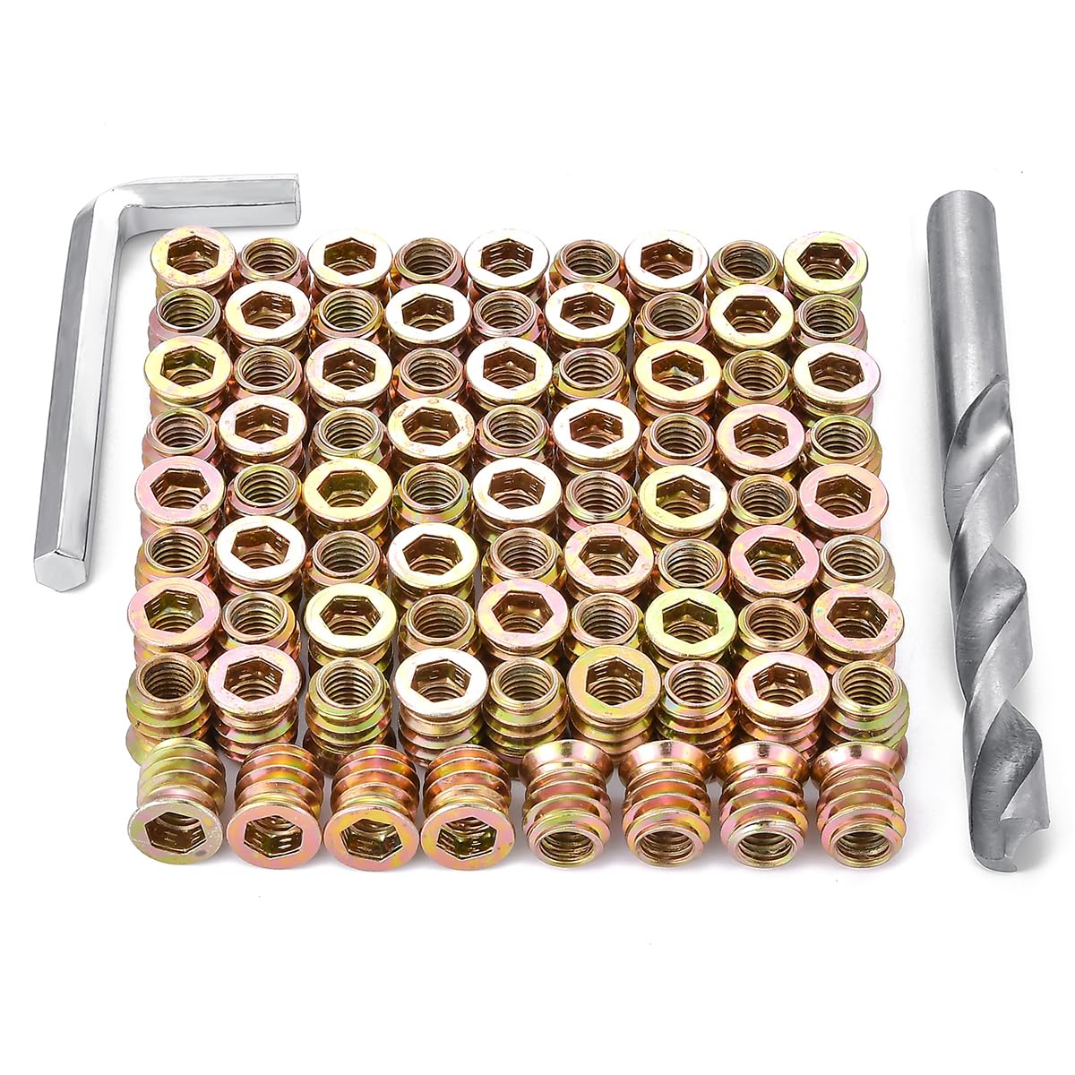 Xrfoiniu 100 Pcs 5/16"-18x12mm 5/16 Threaded Inserts for WoodThreaded Inserts Nuts Hex Drive for Furniture Legs Cabinet Making
