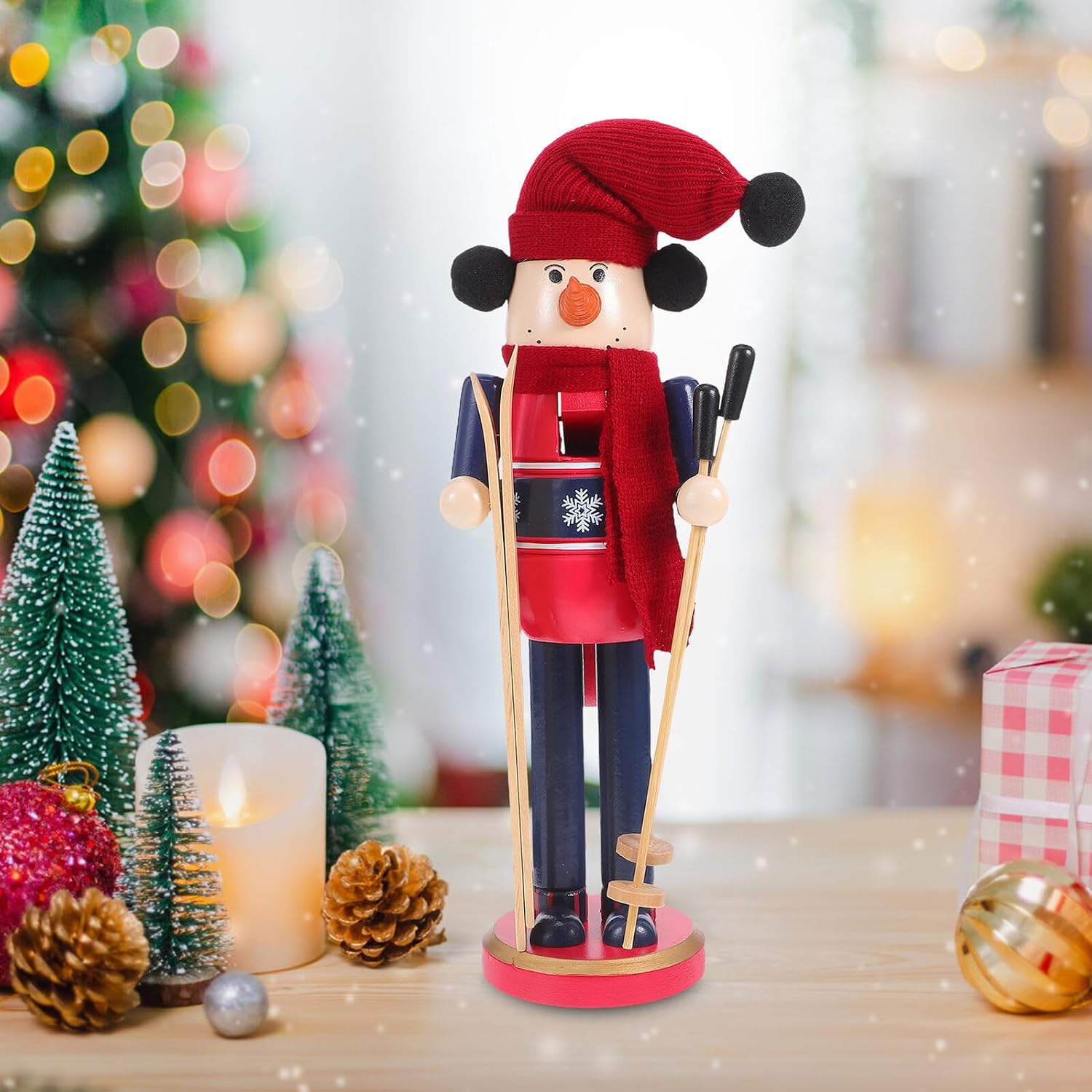 PRETYZOOM Wooden Nutcracker Soldier Figurine Christmas Holiday Nutcracker Decoration Collectible Home Office Table Ornament
