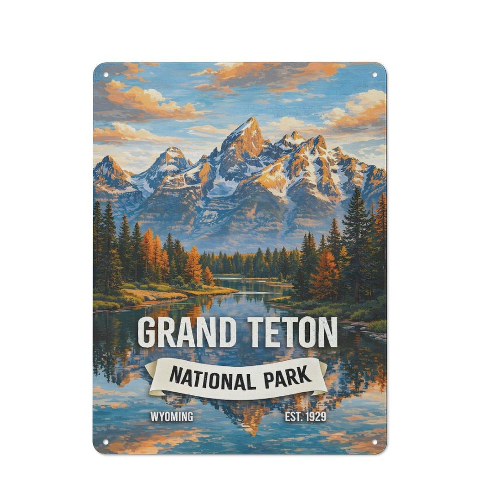 Farmhouse Metal Sign with Grand Teton National Park Vintage Design 40x30cm, Rustic Country Wall Plaque for Cottage, Kitchen, Hallway Or Breakfast Nook
