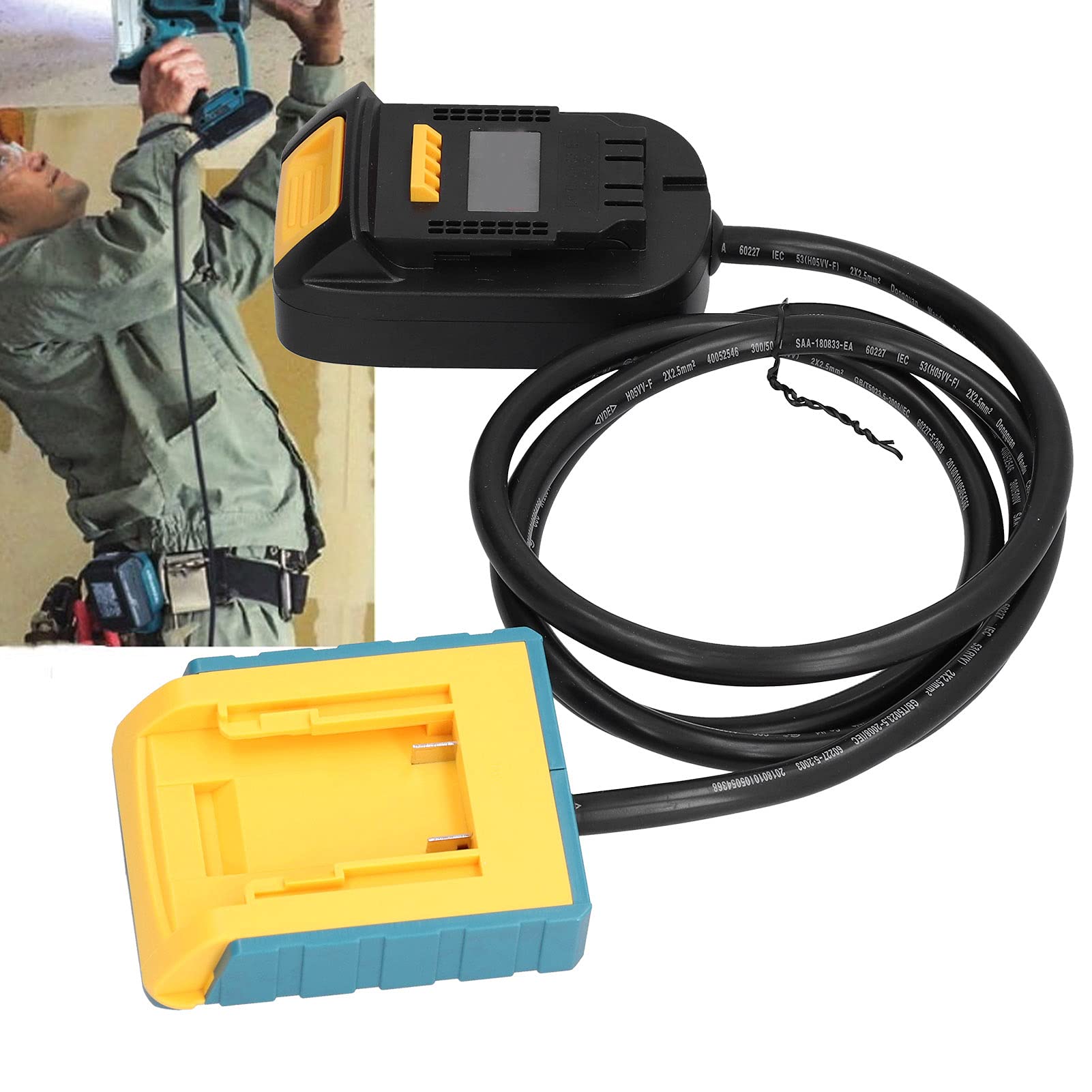 Adaptador Torvex, Adaptador de batería de Litio Convertidor de Montaje Remoto con Cable de extensión de 1,5 m para reducción de Peso de Herramientas eléctricas portátiles