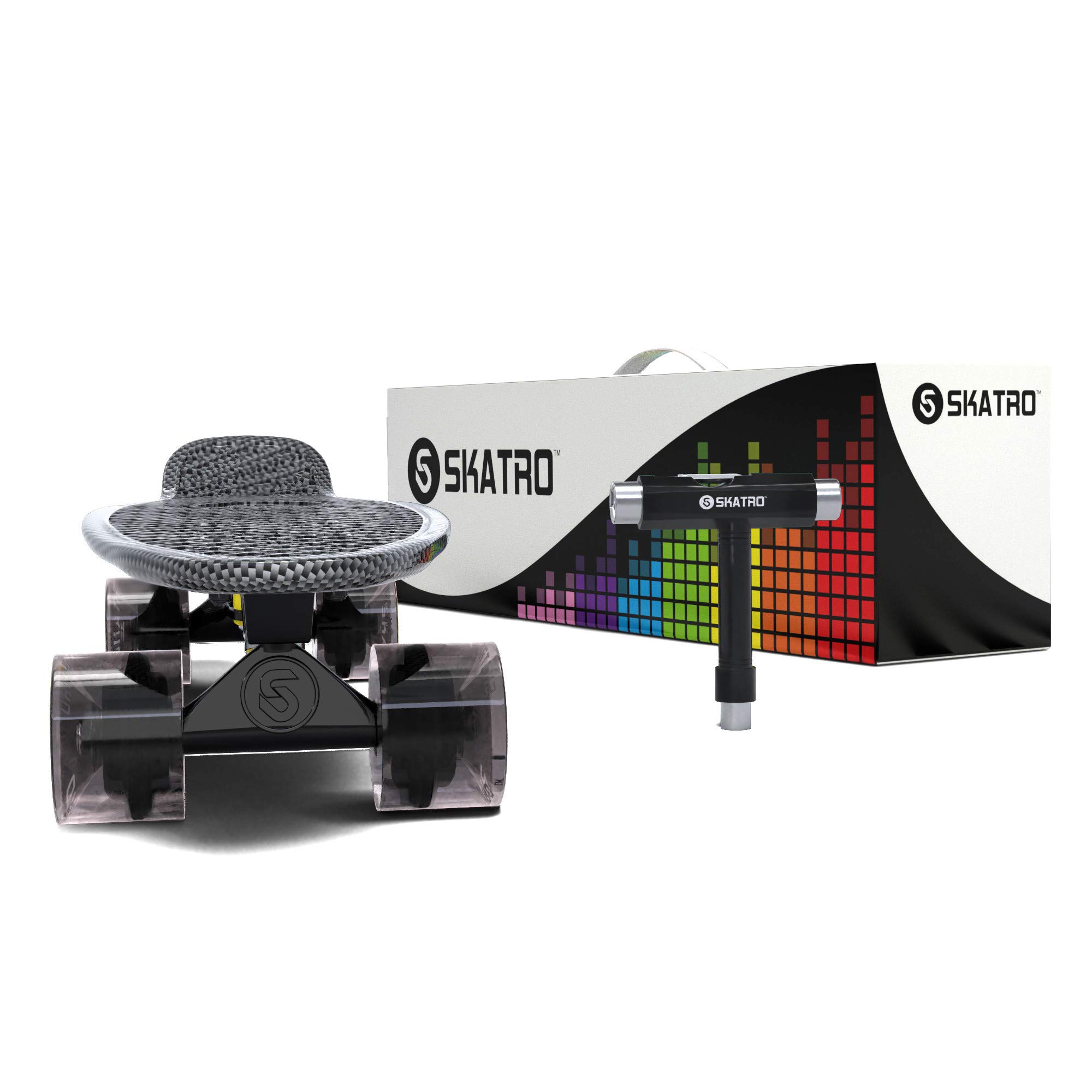 Skatro - Skateboard Mini Cruiser. Tavola Completa in plastica di 22 Pollici in Stile Retro